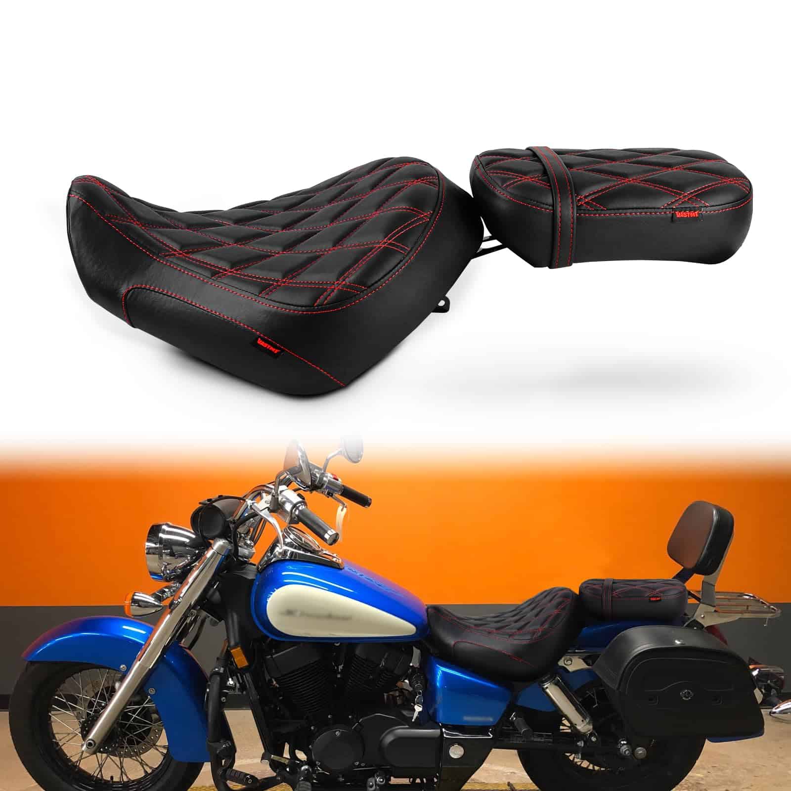 Asiento de motocicleta para pasajero delantero de perfil