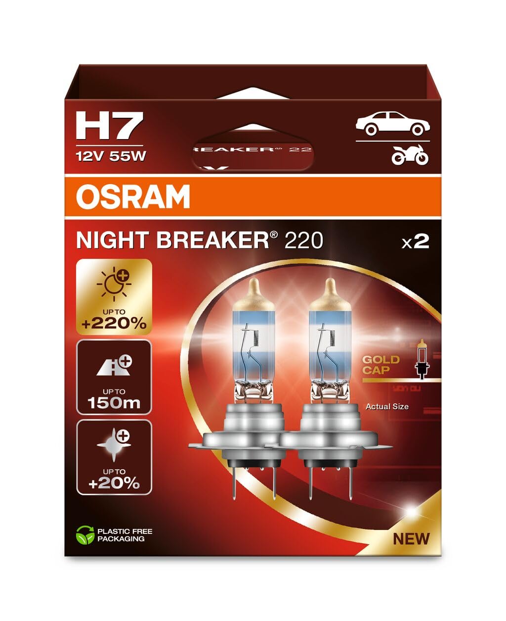OSRAM NIGHT BREAKER 220, H7, Lámpara halógena para faros