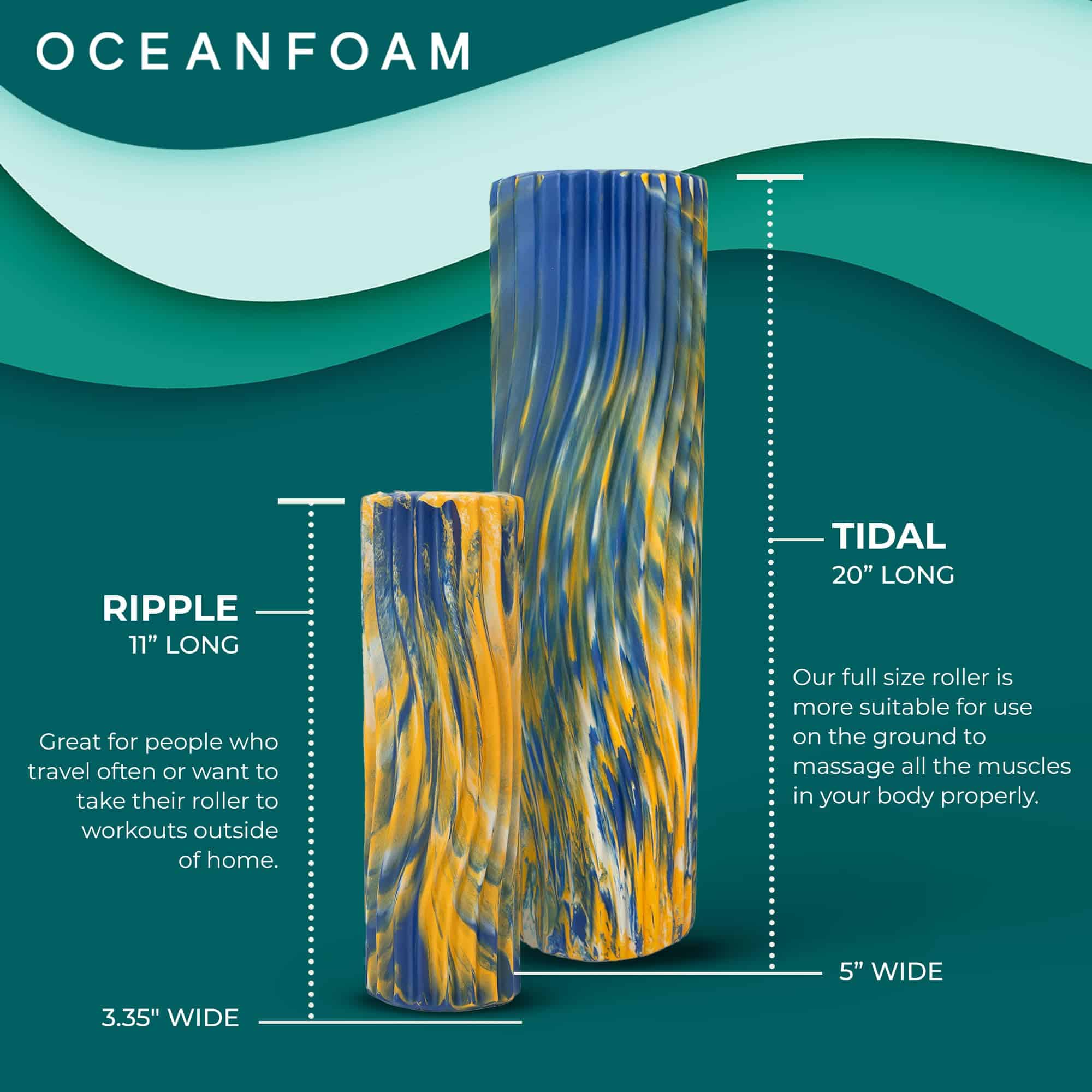Rodillo Oceanfoam Tidal - Real, Dorado y Marmolado Natural - Imagen 7