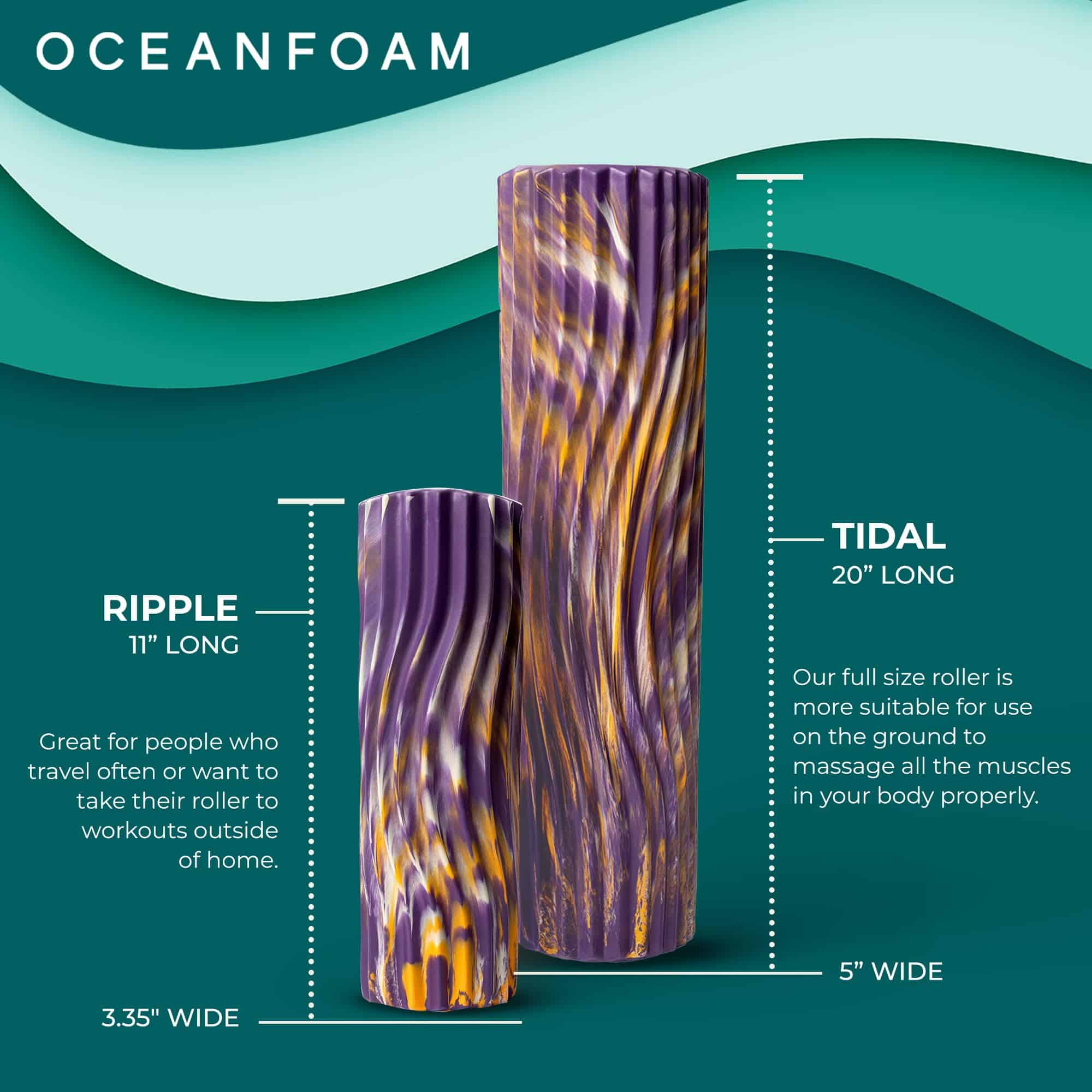 Rodillo Oceanfoam Tidal - Morado, Oro y Marmolado Natural - - Imagen 7