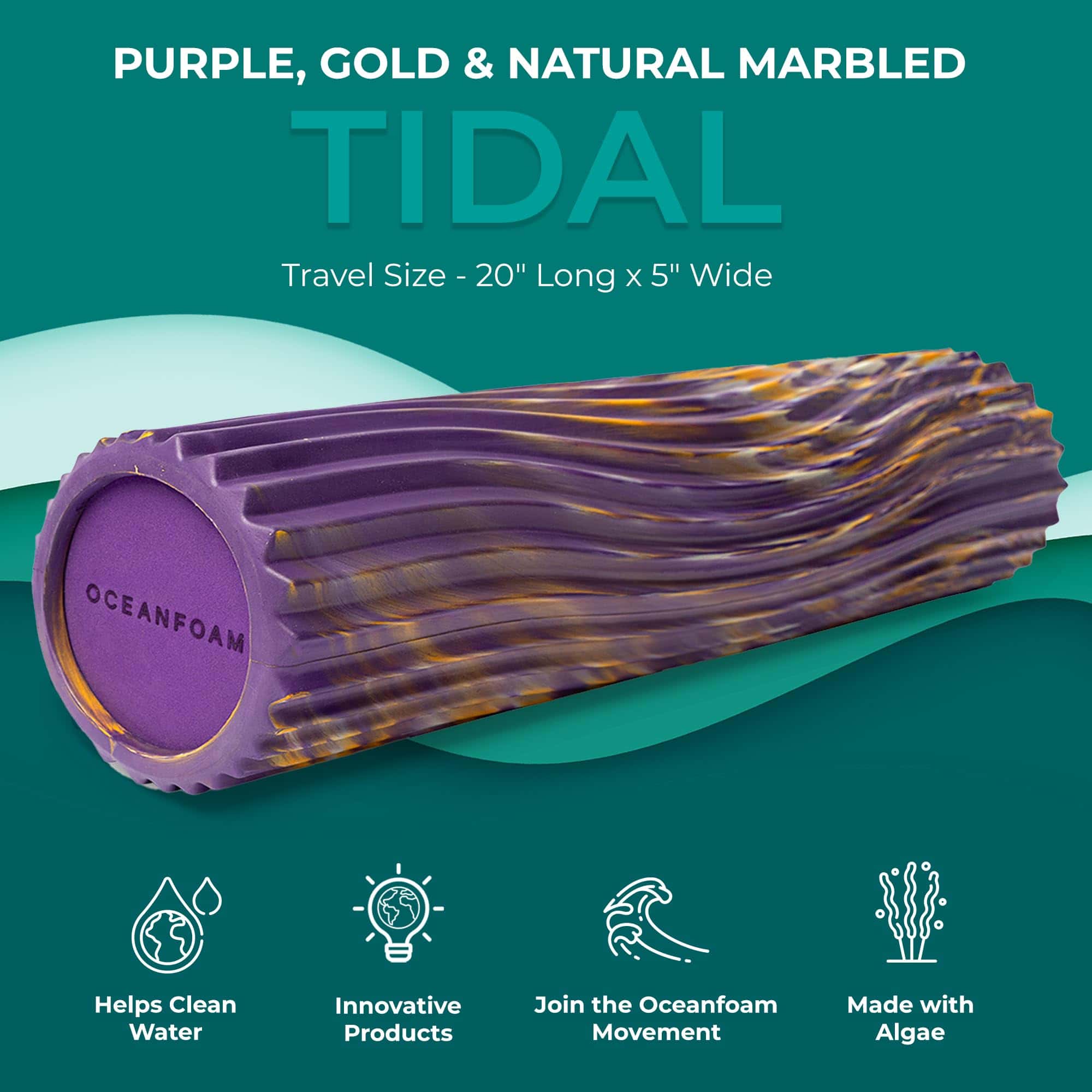 Rodillo Oceanfoam Tidal - Morado, Oro y Marmolado Natural - - Imagen 3