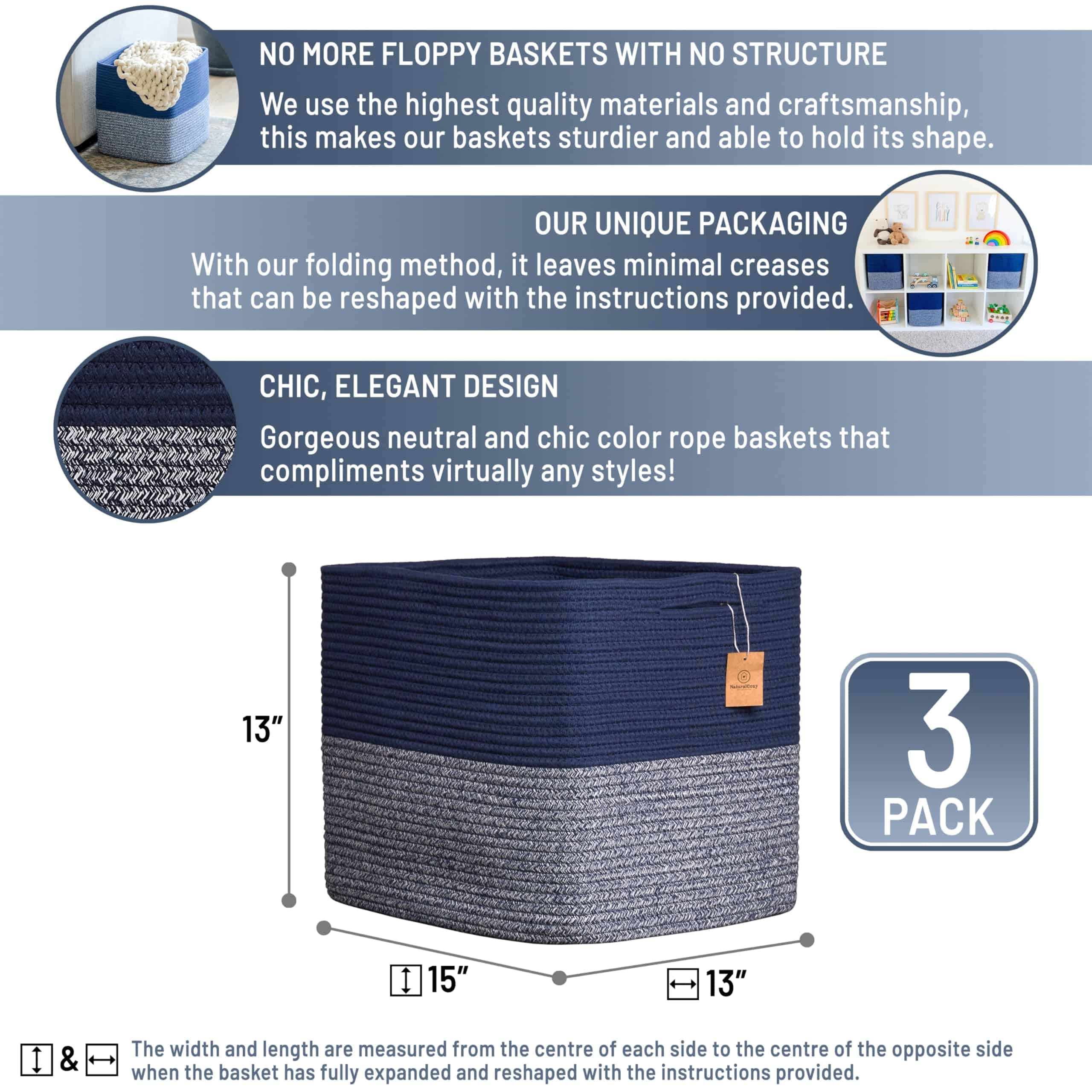 Cajas de Almacenamiento NaturalCozy 13x15x13 Kallax, - Imagen 3