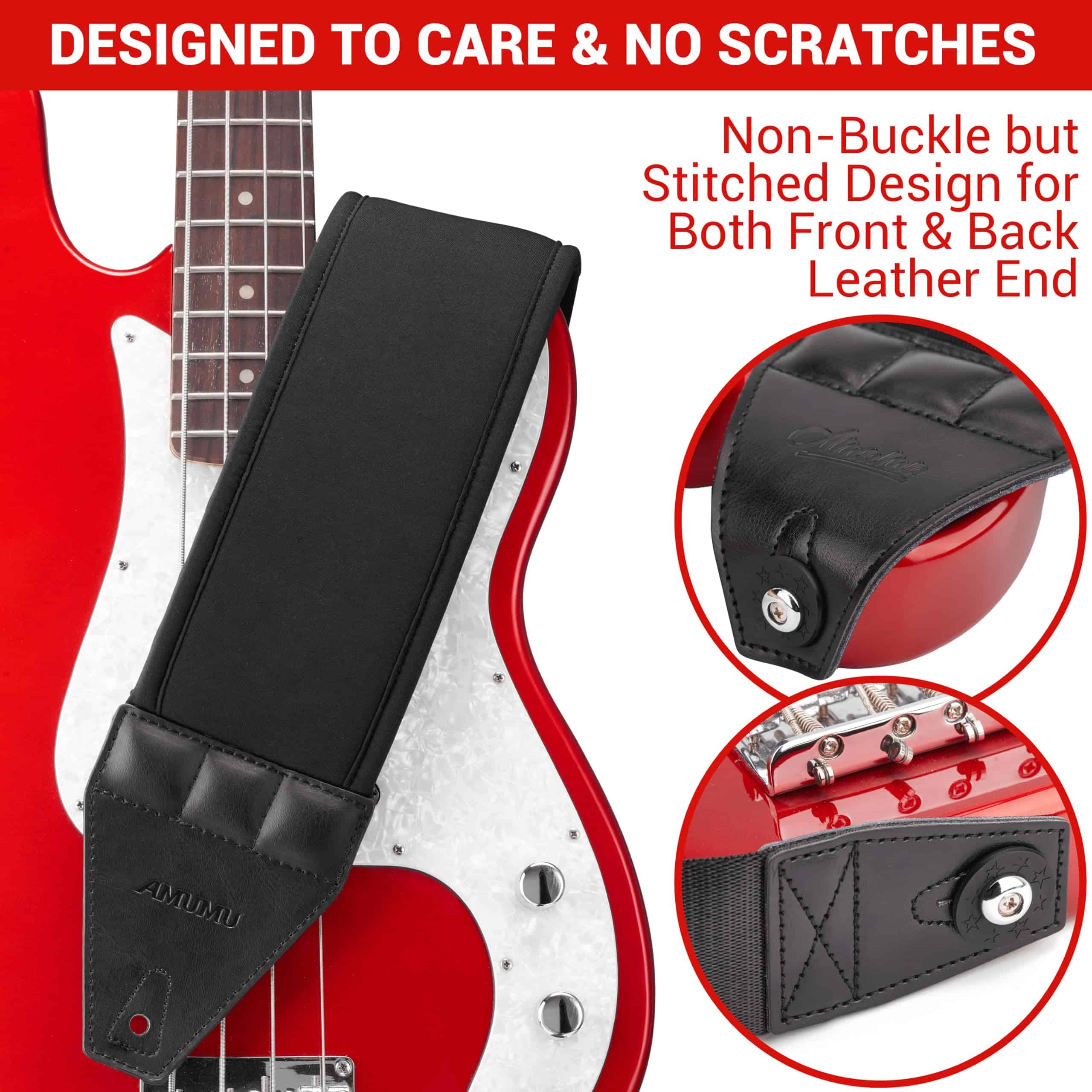 Correa de Bajo y Guitarra AMUMU AIRAFT 4" Ultra Ancha - - Imagen 5