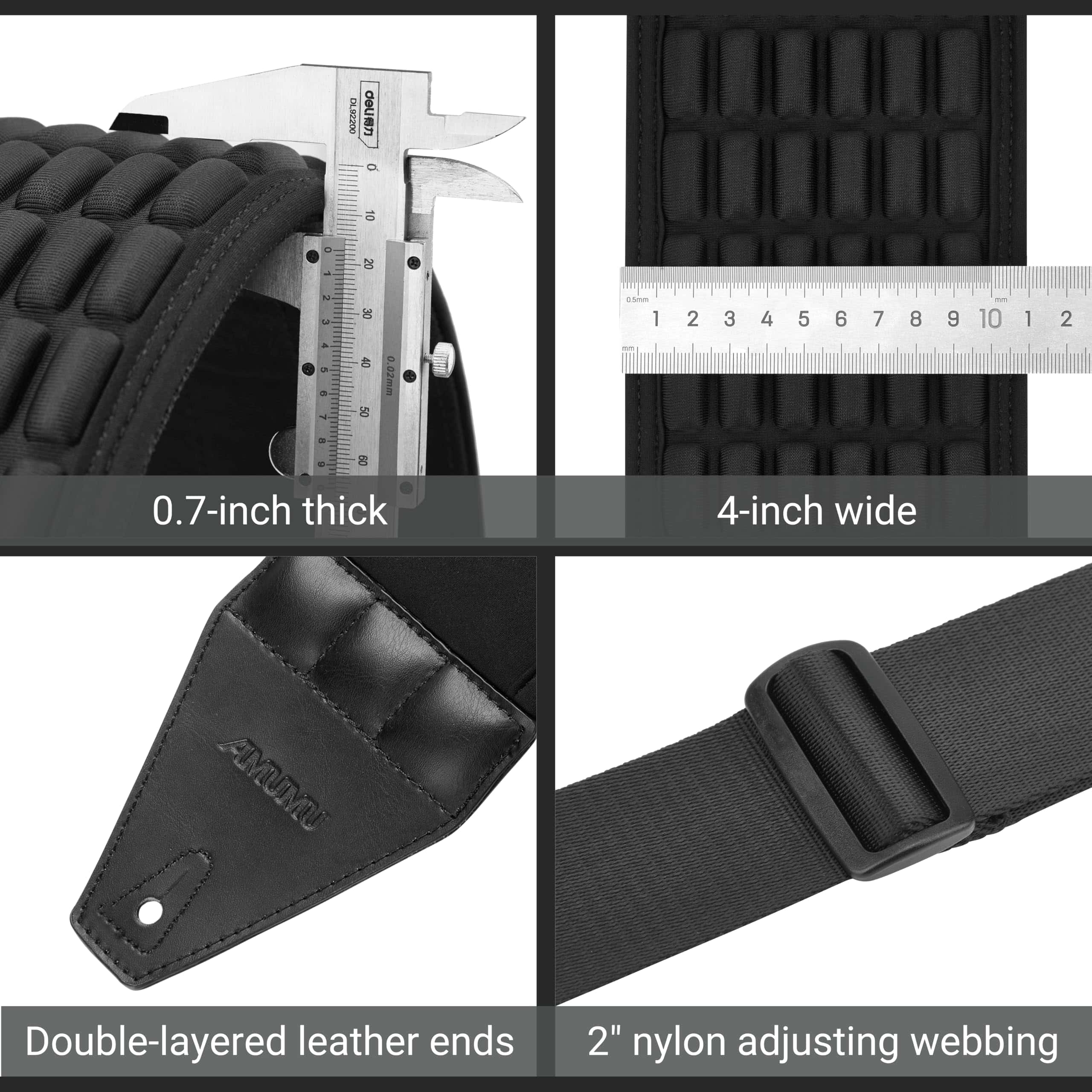 Correa de Bajo y Guitarra AMUMU AIRAFT 4" Ultra Ancha - - Imagen 6