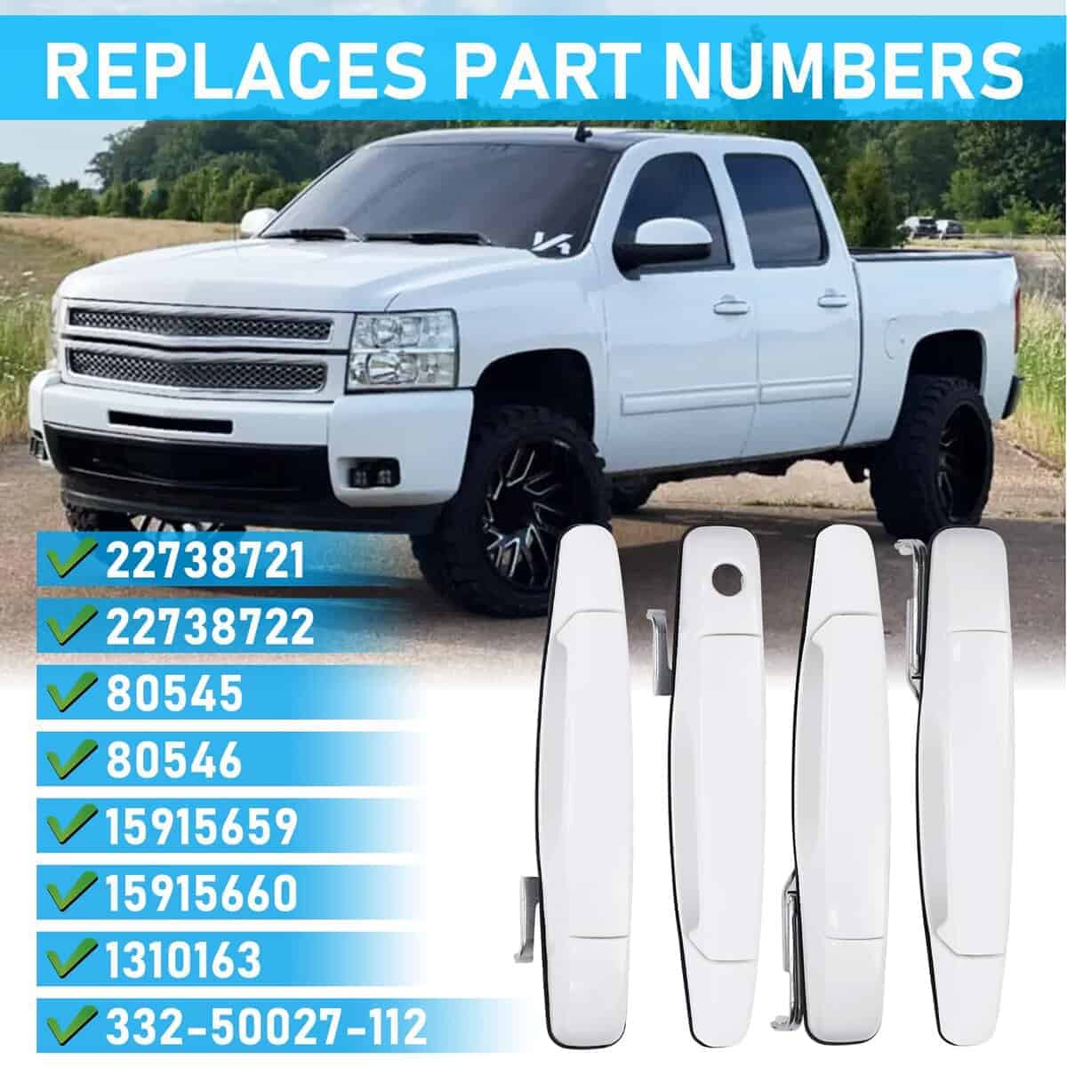 Manija de Puerta Exterior Blanca 4 PCS Delantera Trasera - Imagen 4