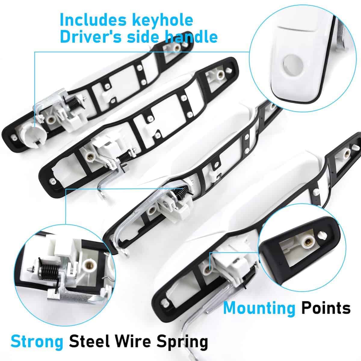 Manija de Puerta Exterior Blanca 4 PCS Delantera Trasera - Imagen 5