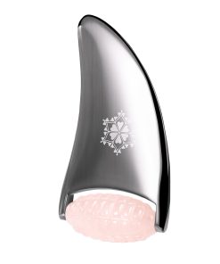 Rodillo Facial de Cuarzo Rosa y Acero Inoxidable - Gua Sha