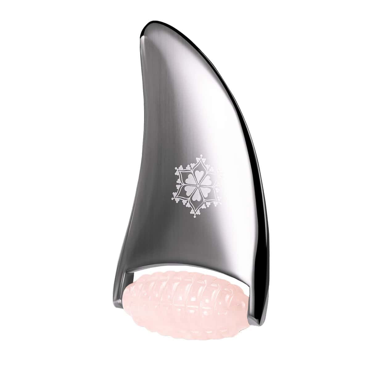 Rodillo Facial de Cuarzo Rosa y Acero Inoxidable - Gua Sha