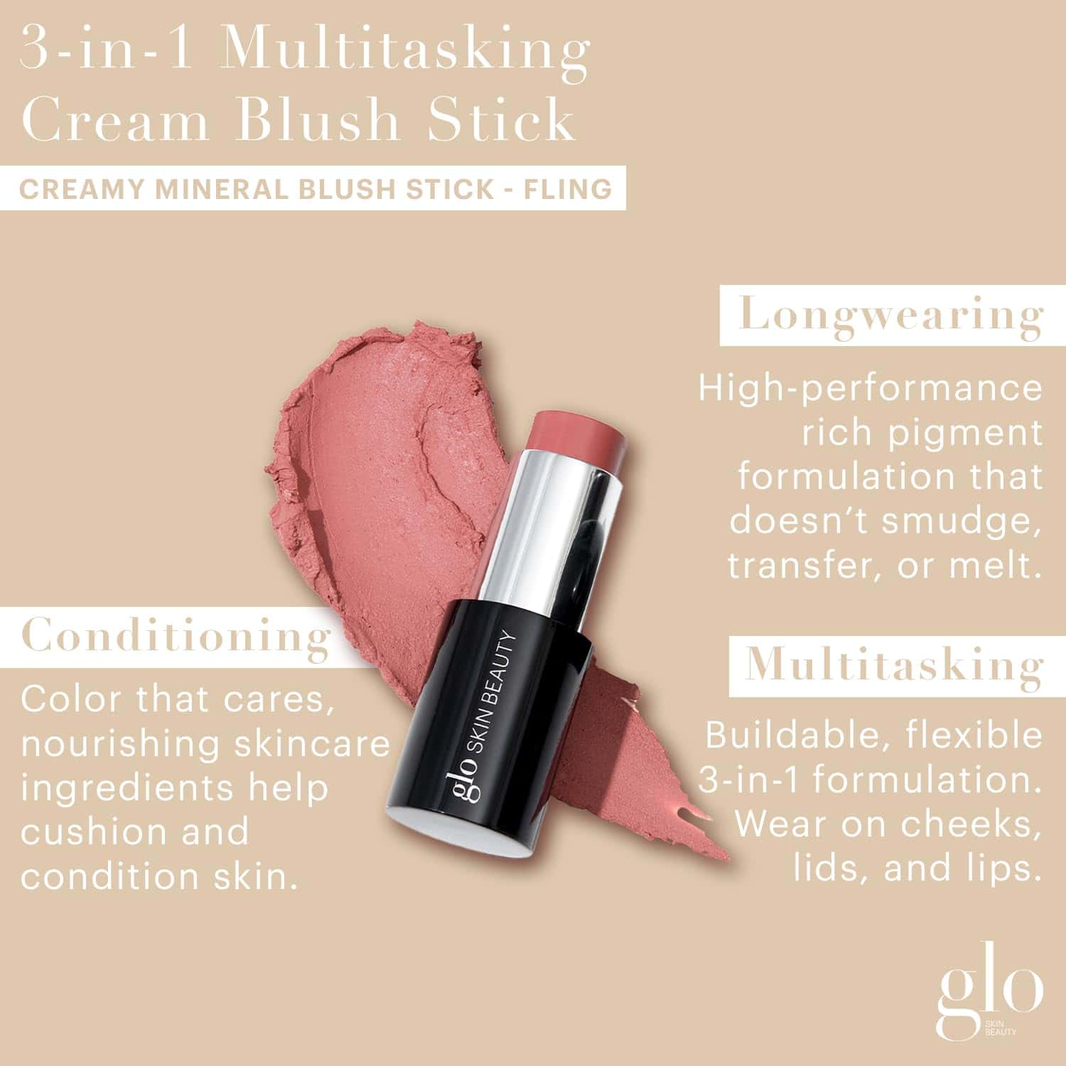 Rubor en Crema Stick Glo Skin Beauty (Fling) | Barra 3 en 1 - Imagen 3