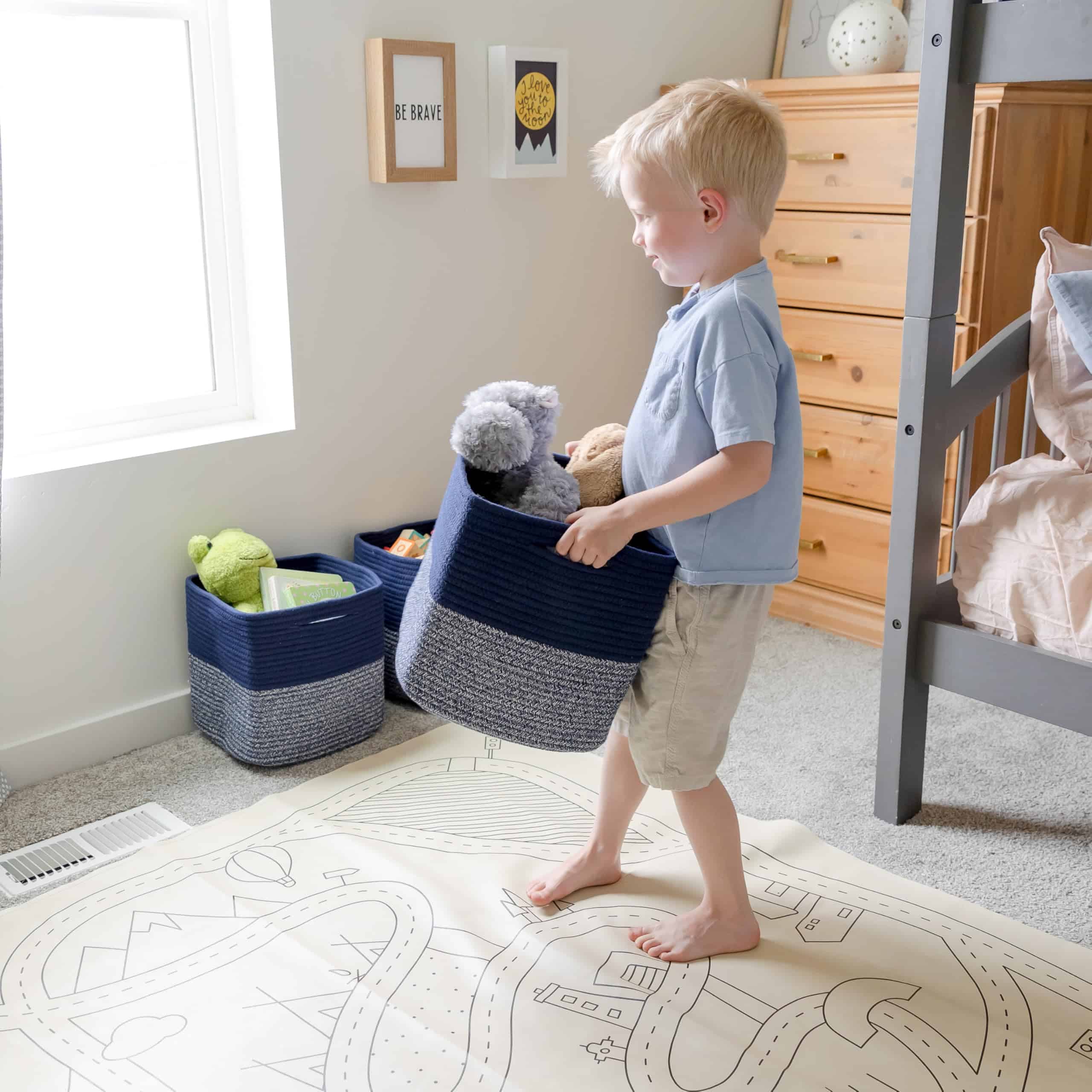 NaturalCozy 13 Inch Cube Storage Bins -Dark Blue & Mixed Dar - Imagen 8