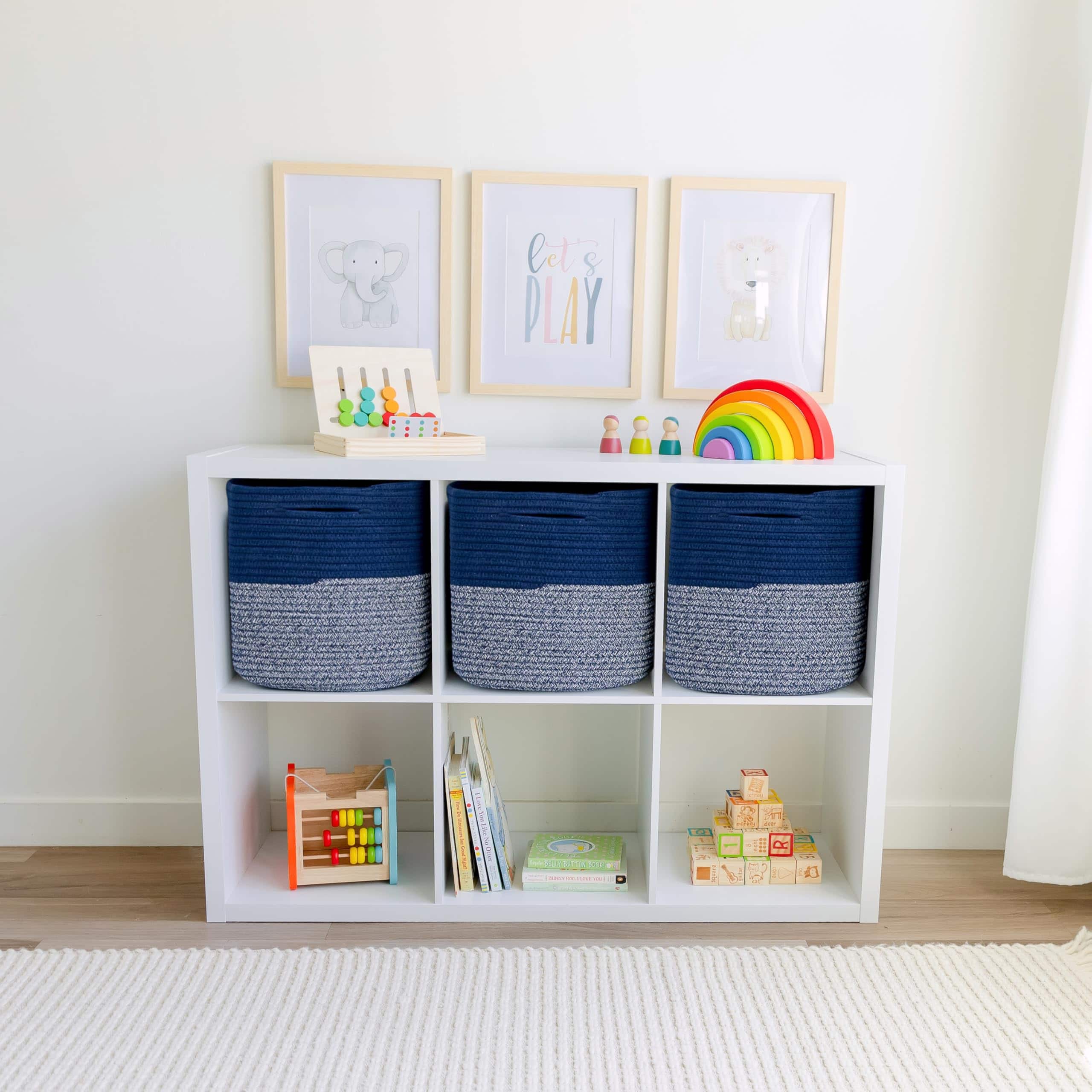 NaturalCozy 13 Inch Cube Storage Bins -Dark Blue & Mixed Dar - Imagen 4
