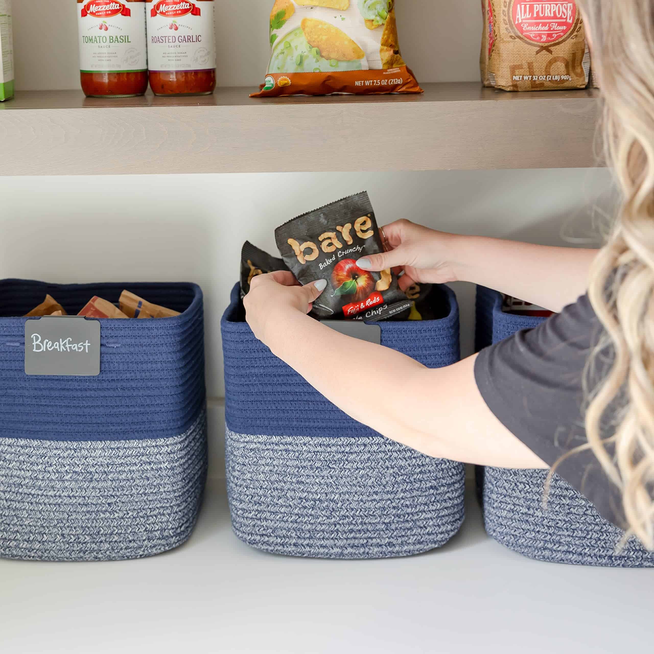 NaturalCozy 13 Inch Cube Storage Bins -Dark Blue & Mixed Dar - Imagen 5