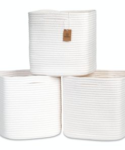 NaturalCozy 13 Inch Cube Storage Bins -Off White