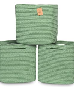 NaturalCozy 13 Inch Cube Storage Bins -Verde