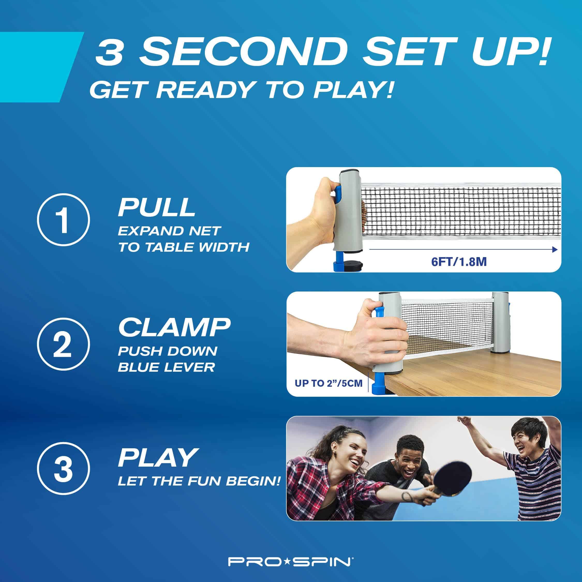 Red de Ping Pong Retráctil PRO SPIN � 72" Red de Tenis de - Imagen 6