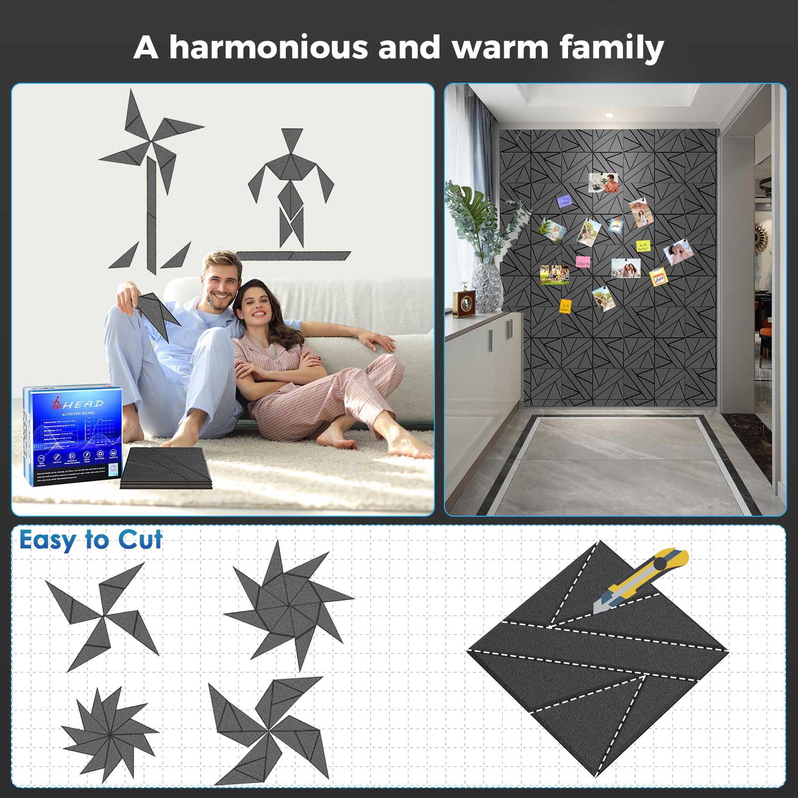 12 Pack Paneles Soundproof Autoadhesivos, 12 x 12 x 0.47 - Imagen 5