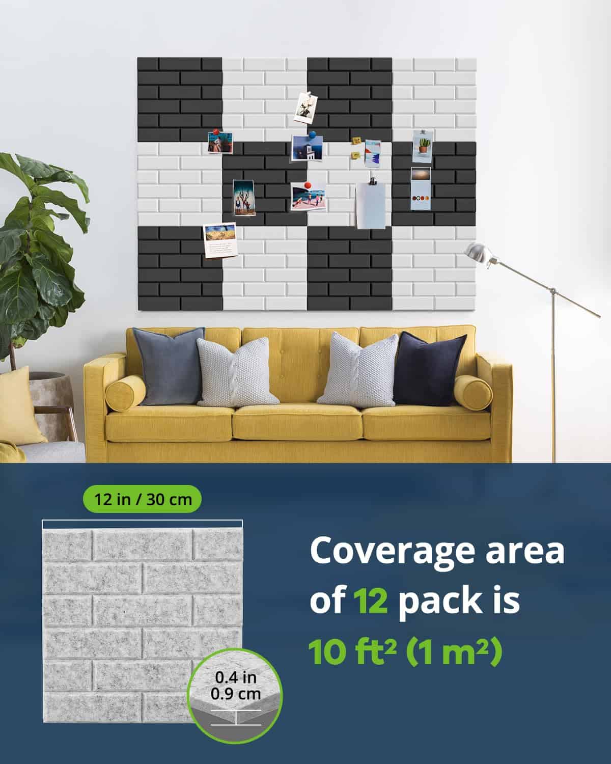 Paquete de 12 Paneles Acústicos 12"X12"X0.4" Paneles de - Imagen 8