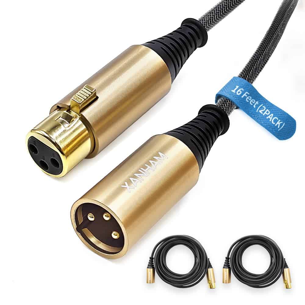 Cable XLR XANHAM de 16 Pies/5 Metros 2 Pack Cable