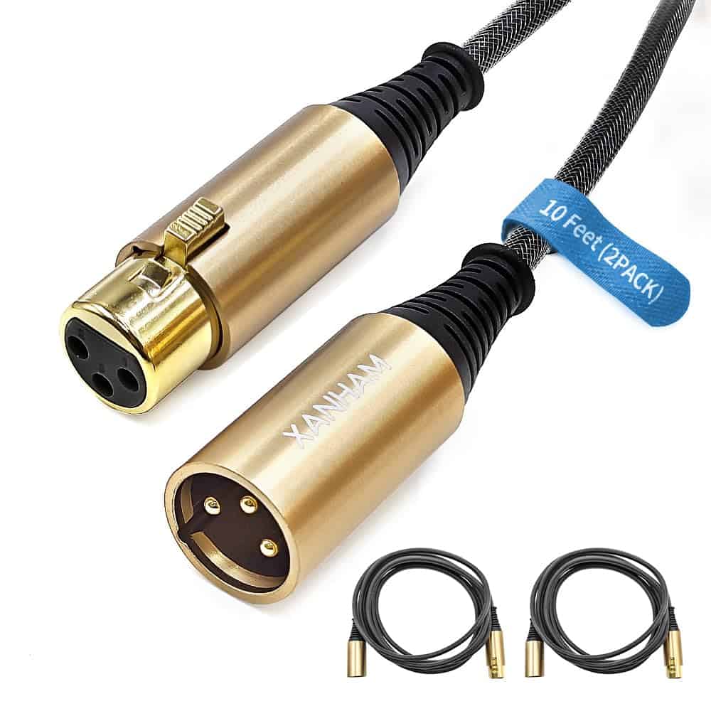 Cable XLR XANHAM de 10 pies/3 metros, paquete de 2 cables