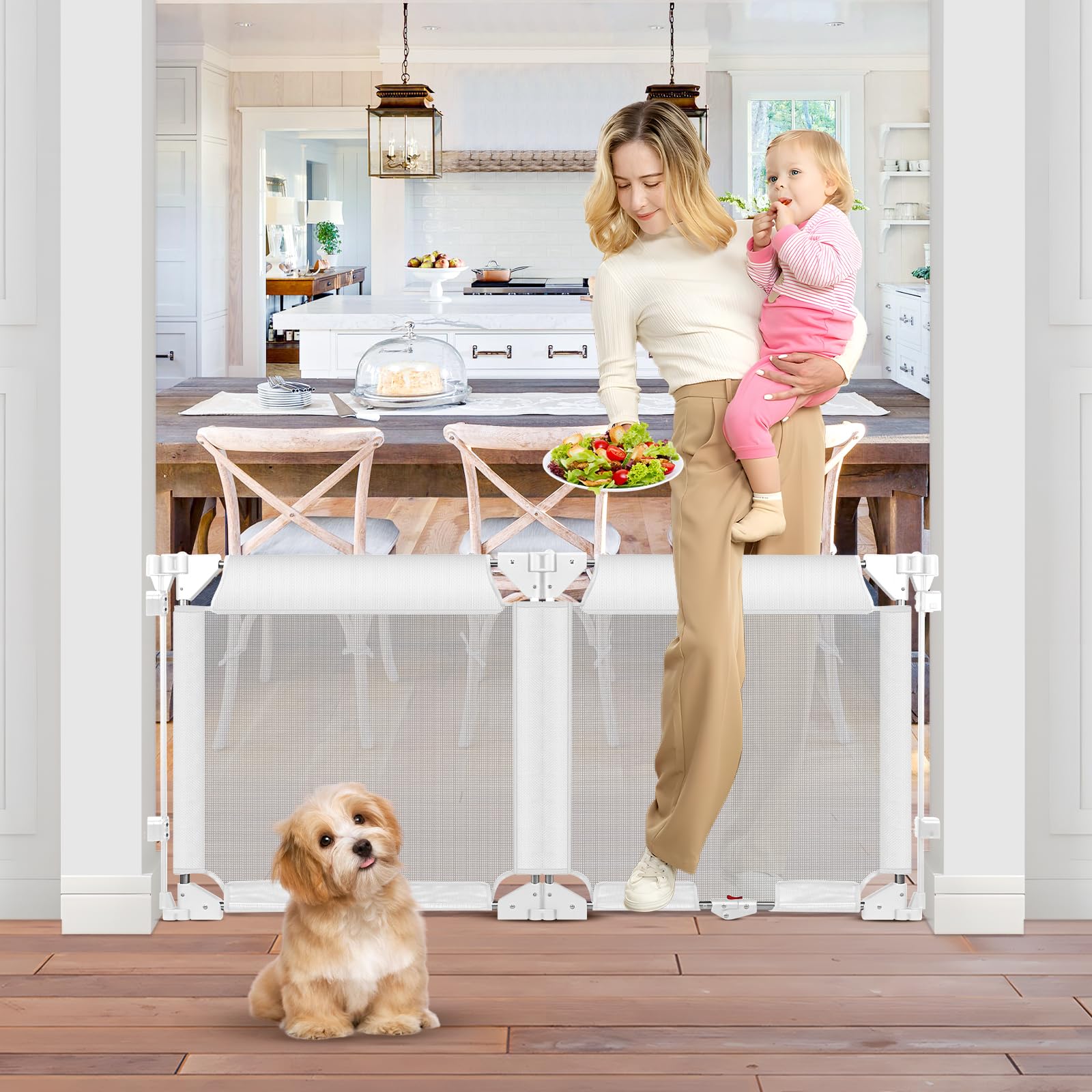 Puertas para bebés plegables de paso alto de 27.5 pulgadas
