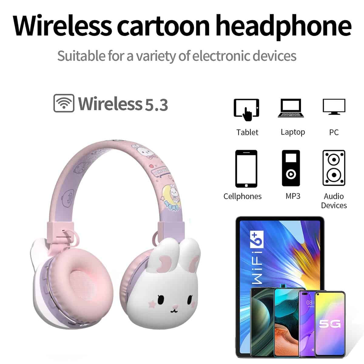 Auriculares Bluetooth para niños y niñas YLFASHION con - Imagen 4