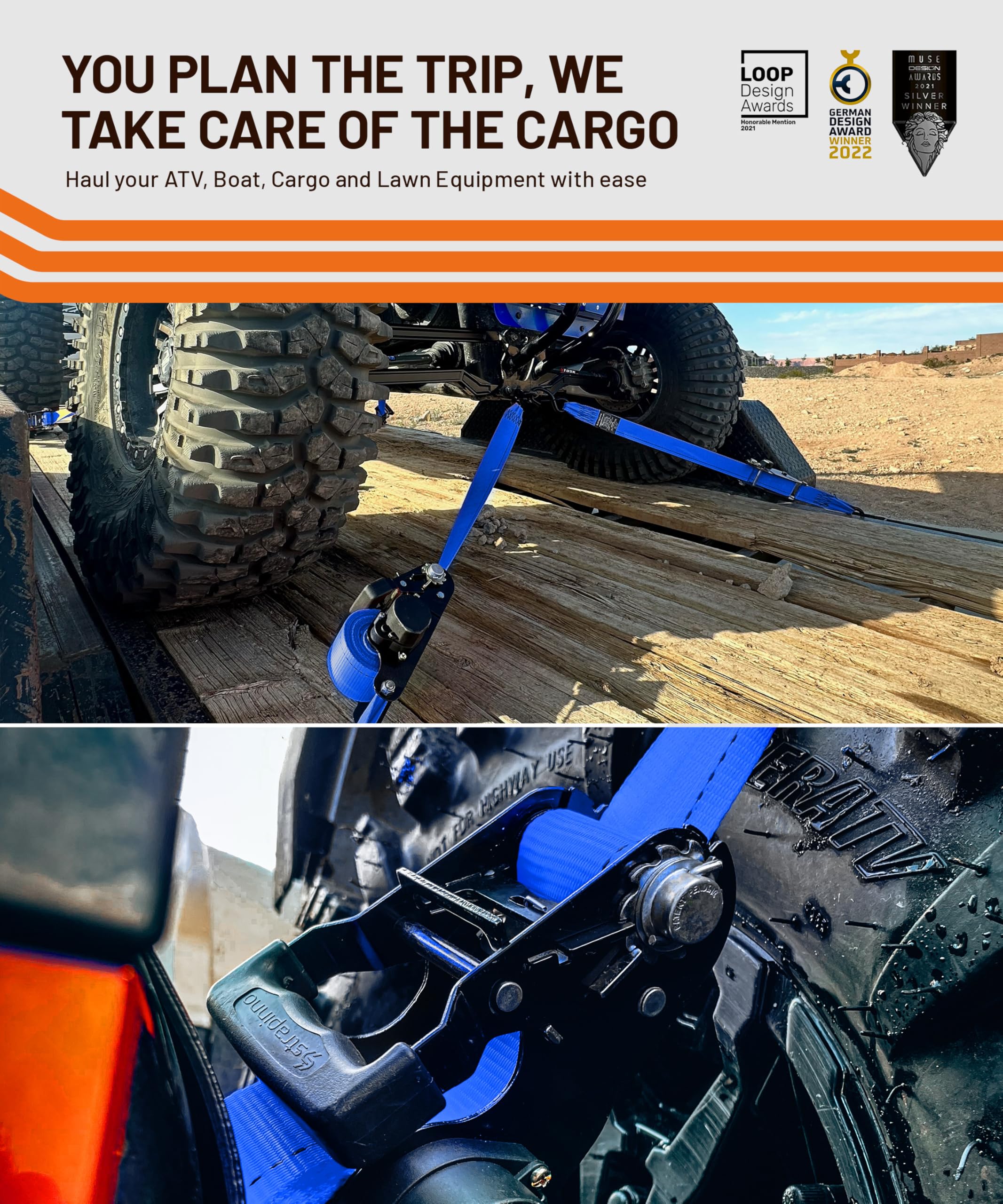 Juego de 2 correas retráctiles con trinquete Strapinno, - Imagen 7