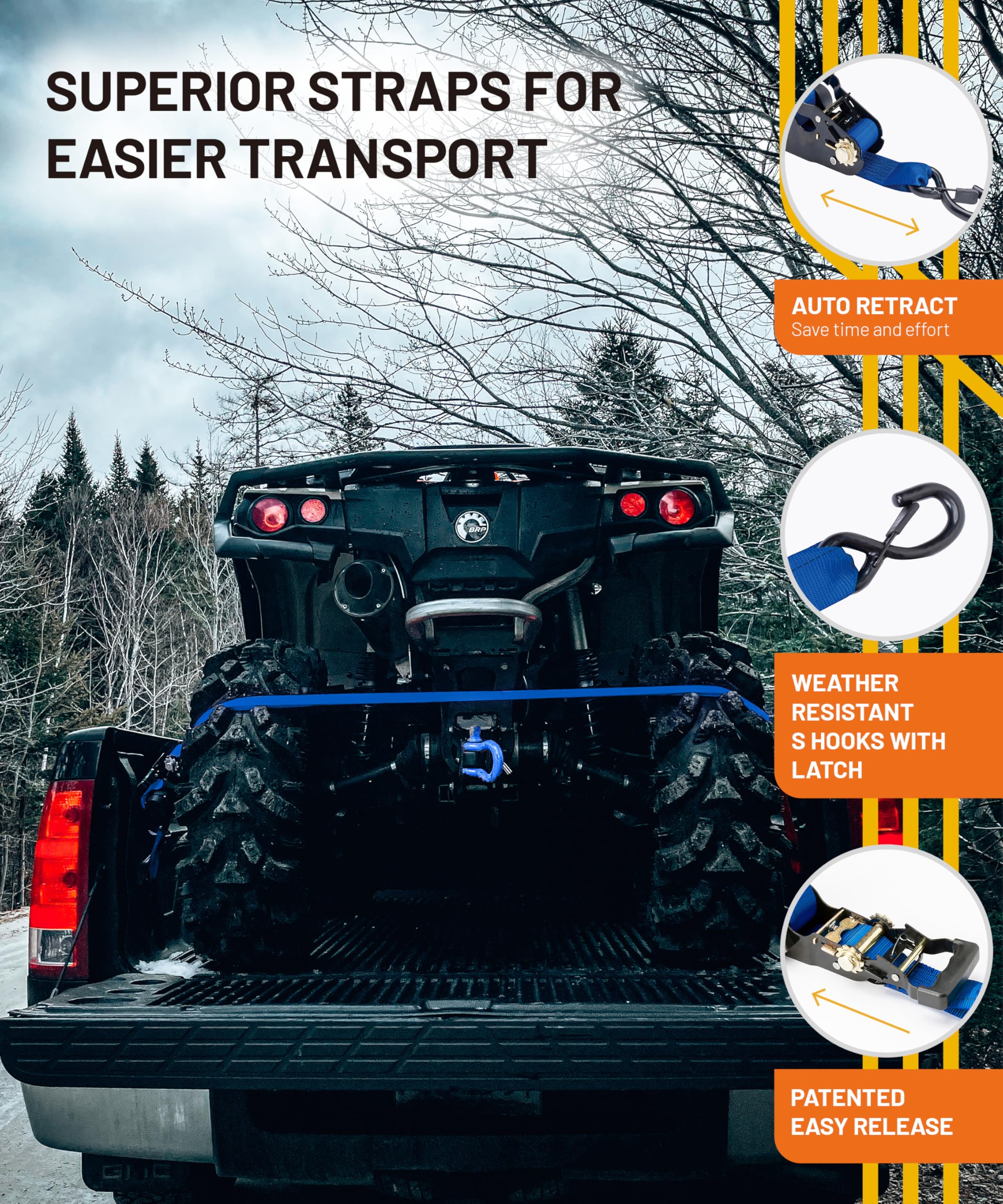 Juego de 2 correas retráctiles con trinquete Strapinno, - Imagen 6