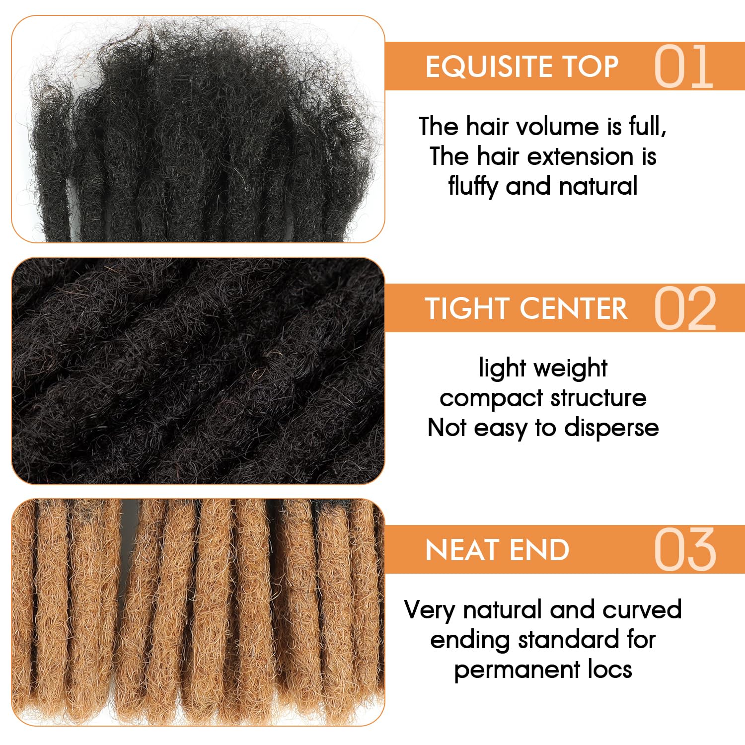 Extensiones de Rastas de Cabello Humano Dreadlock -T1B/30# ( - Imagen 4