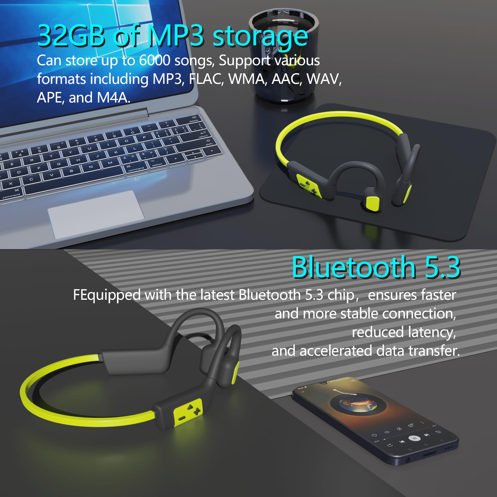 Auriculares de conducción ósea MiFE Fresh Music ligeros con - Imagen 3