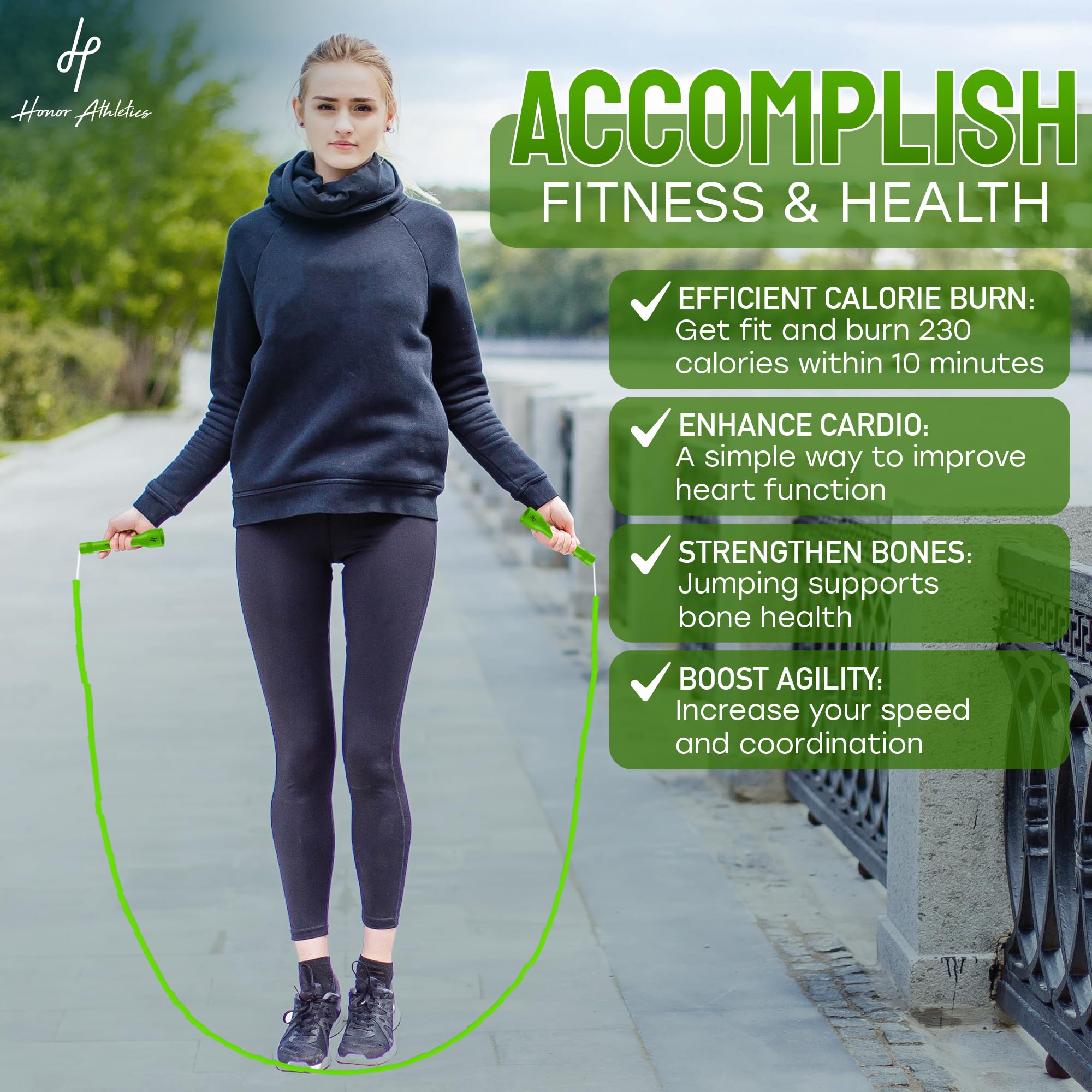 Cuerda de saltar con cuentas Honor -Verde Neón - Imagen 4