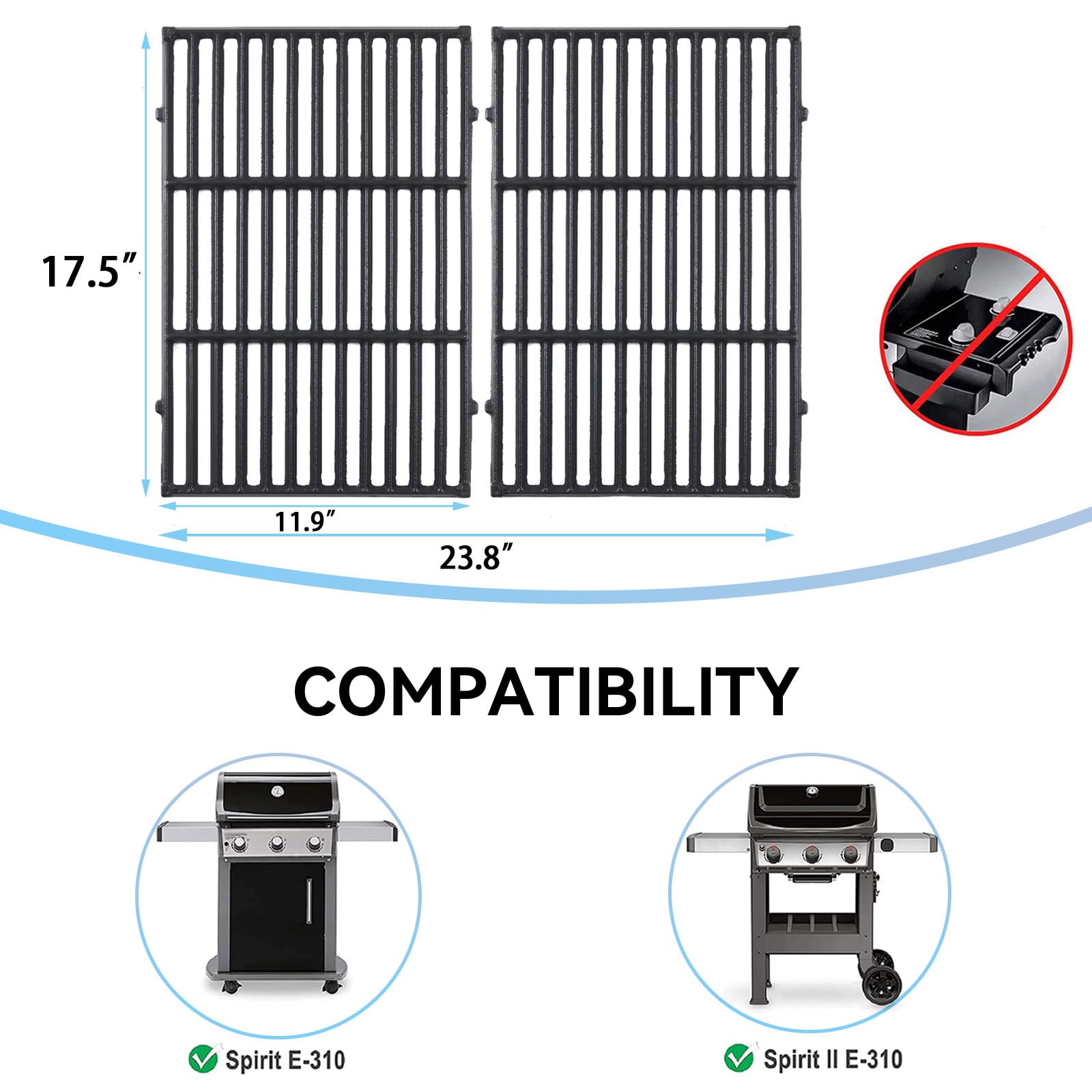 Parrillas de Cocina de 17.5 Pulgadas 7638 para Weber Spirit - Imagen 3