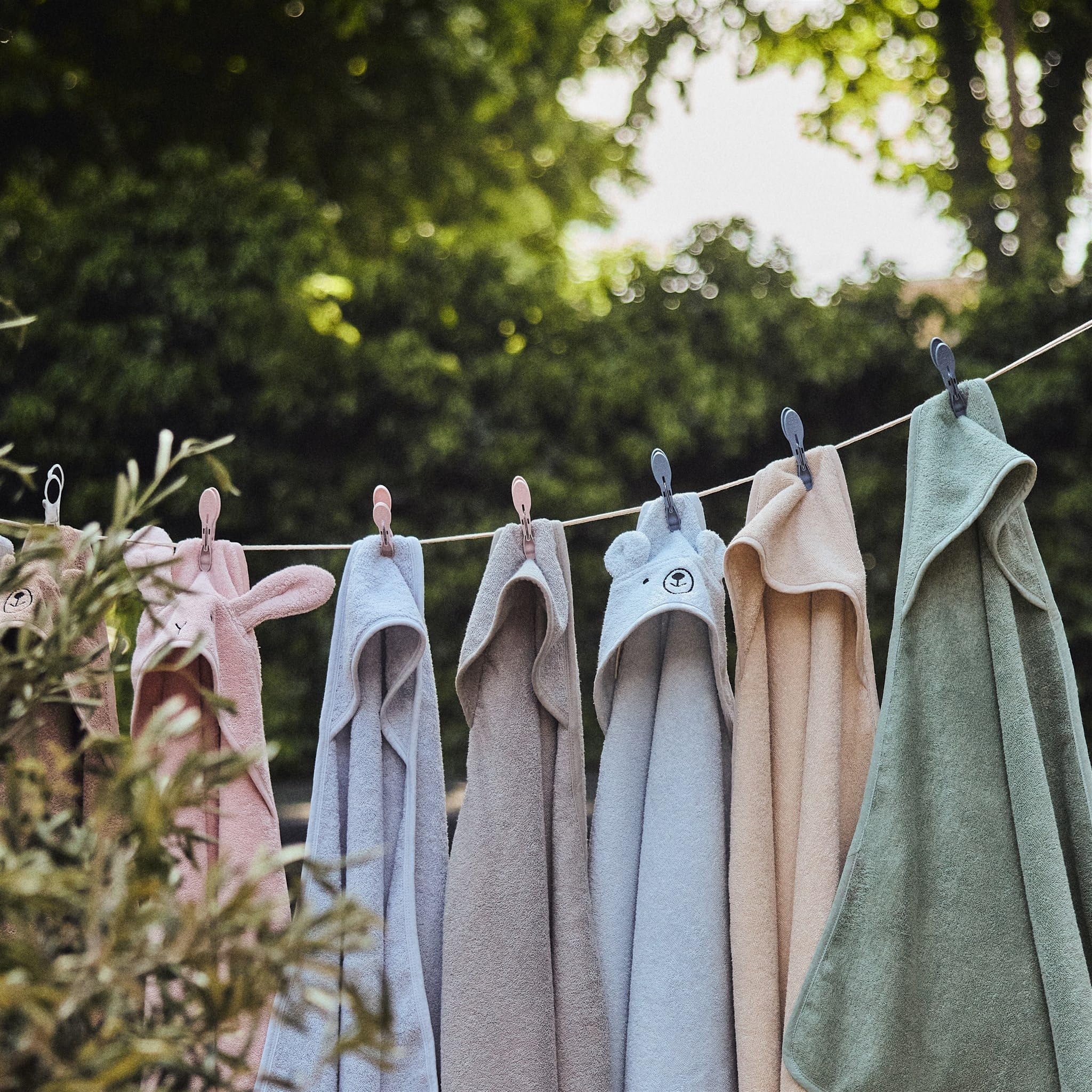 Toalla con capucha para bebé - Toallas de -Blush/Fog - Imagen 6