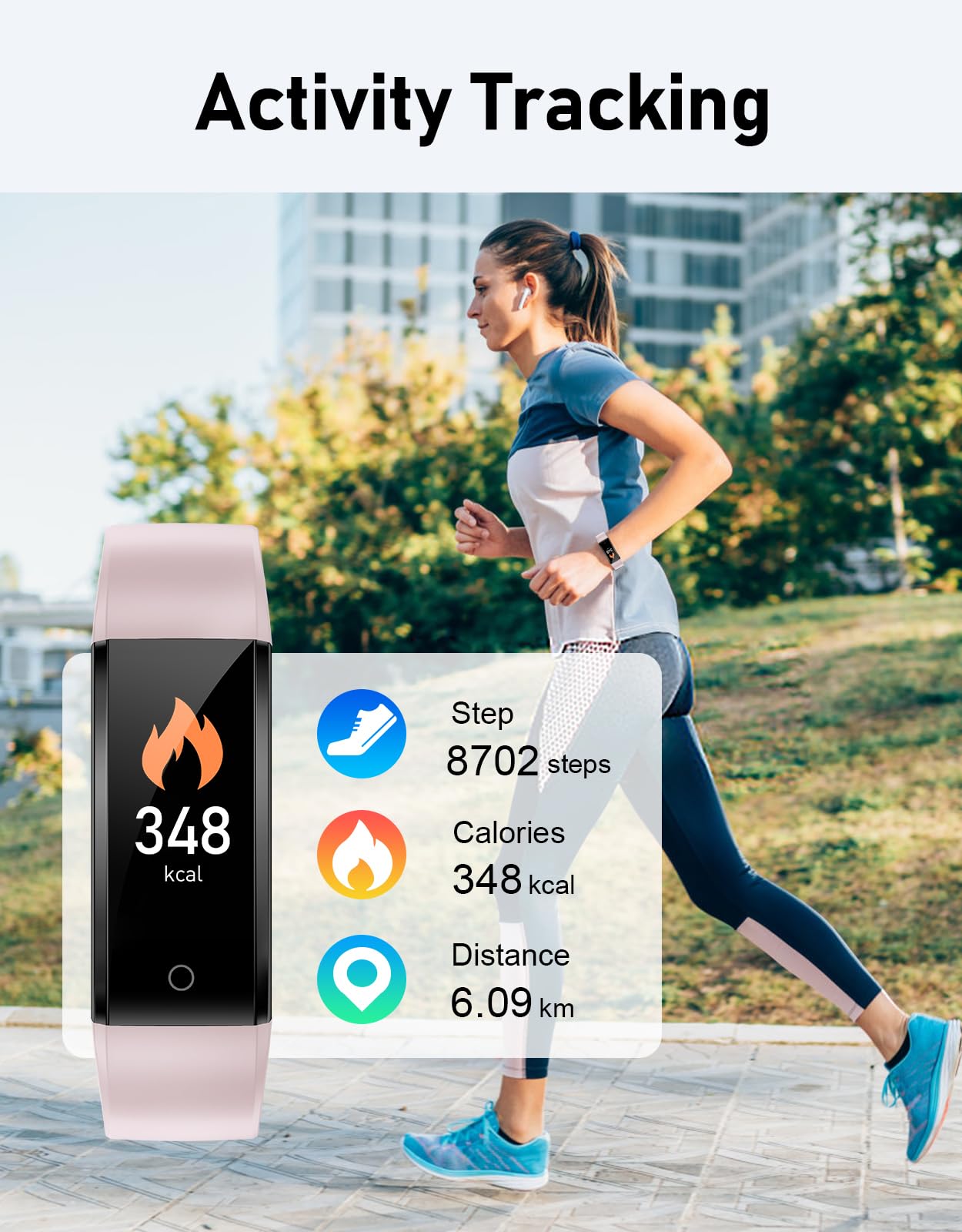 GRV Reloj Pedómetro sin Bluetooth Rastreador de Fitness No - Imagen 3