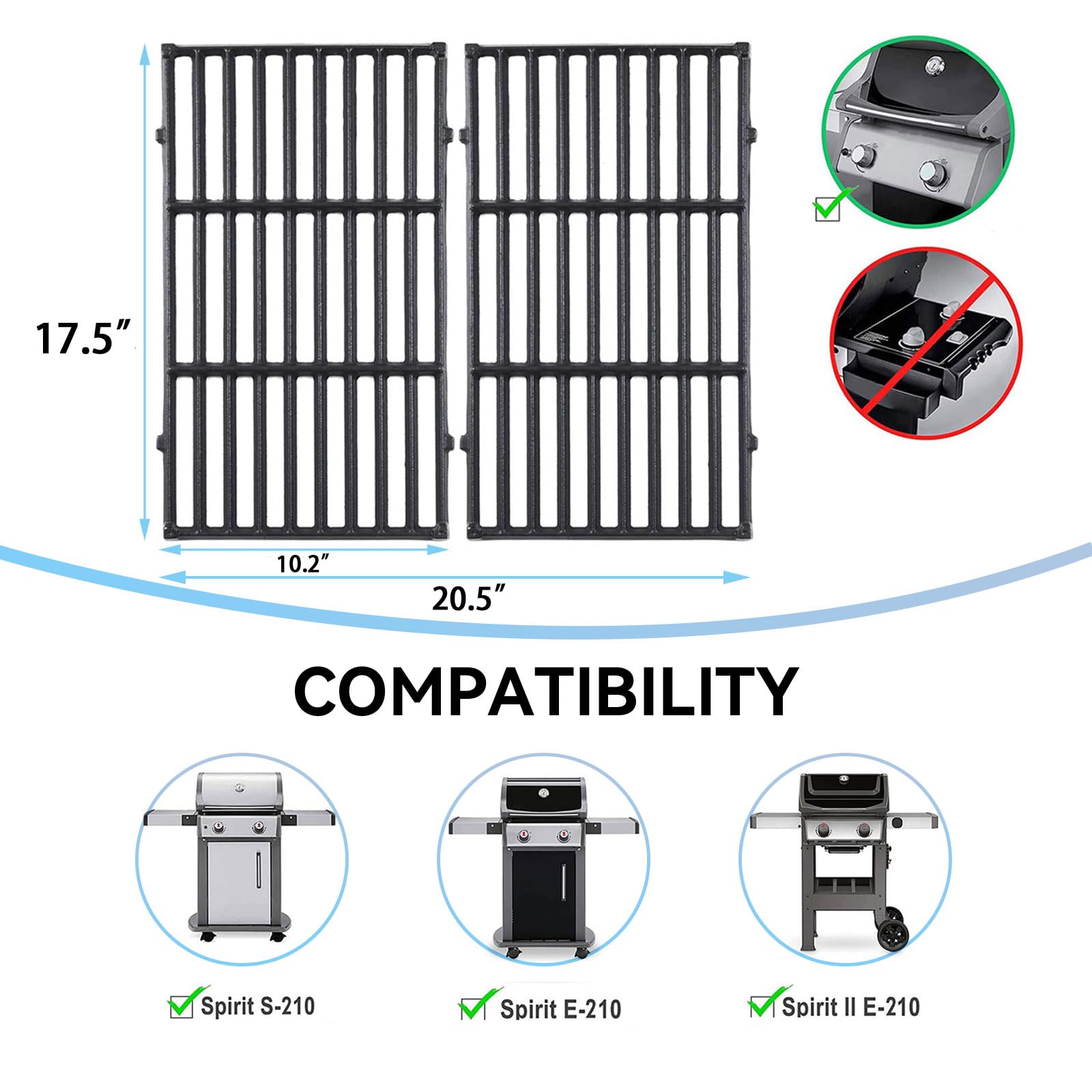 Parrillas de Cocina de 17.5 Pulgadas 7637 para Weber Spirit - Imagen 3