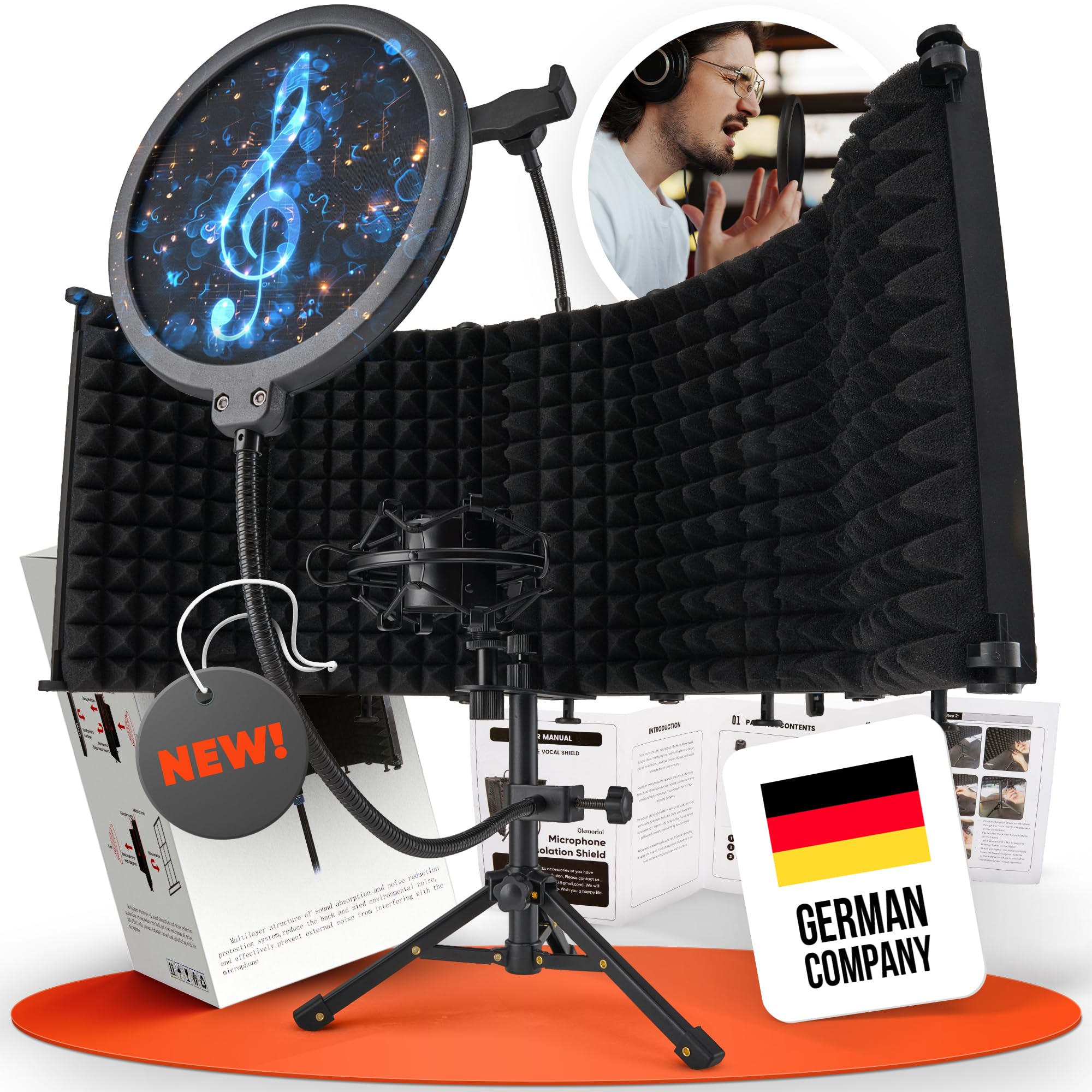 Glemoriol Pantalla de Aislamiento para Micrófono con