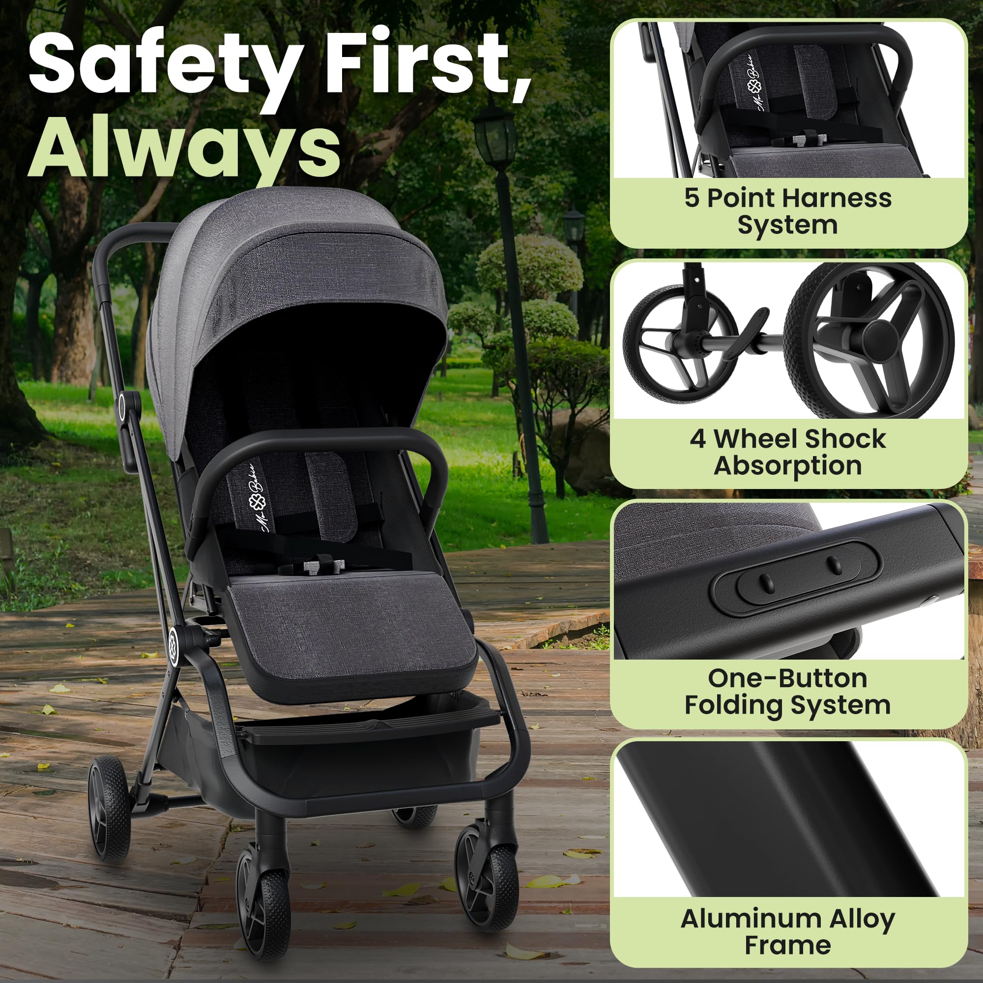 Cochecito de viaje ligero - Cochecito plegable de aluminio - Imagen 4