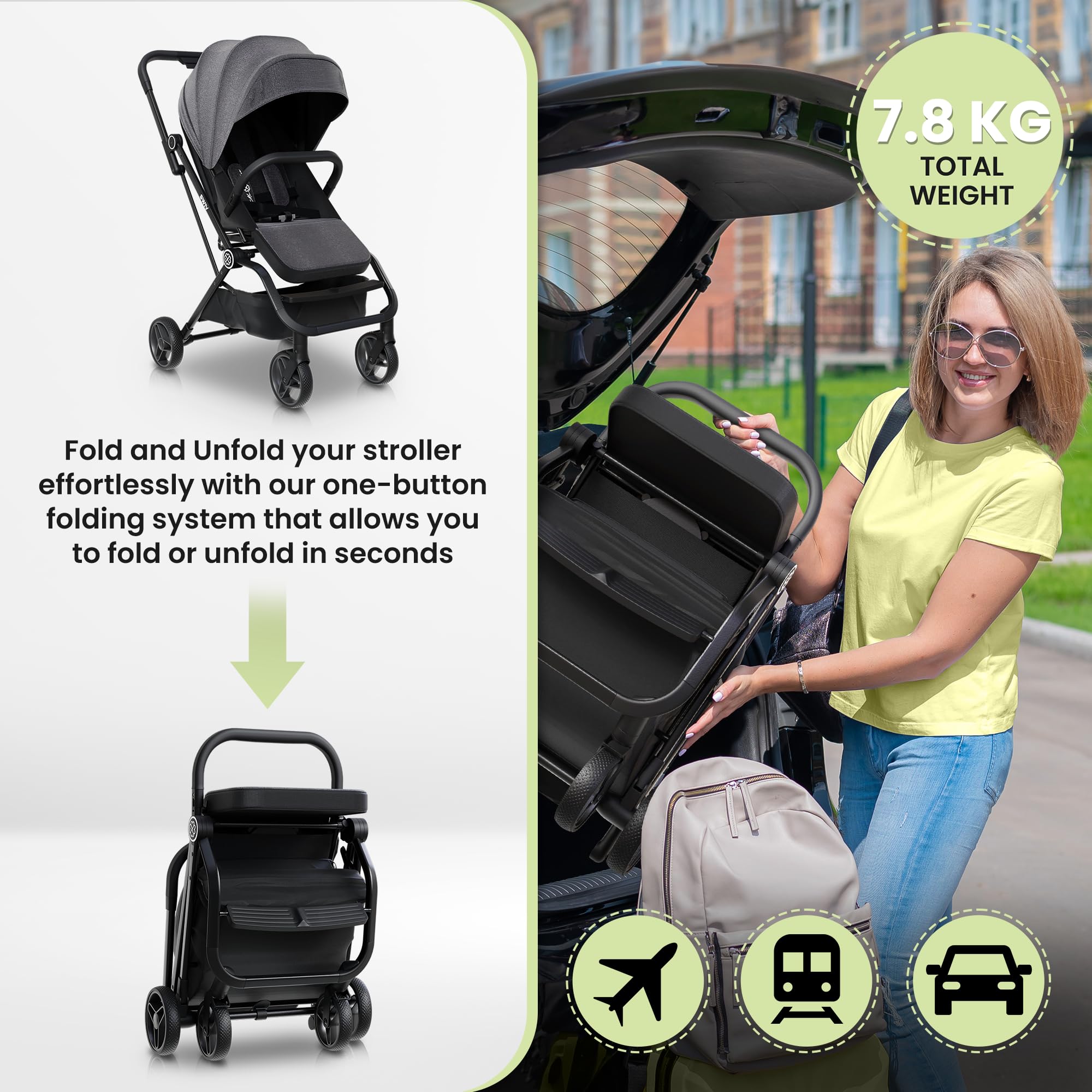 Cochecito de viaje ligero - Cochecito plegable de aluminio - Imagen 6