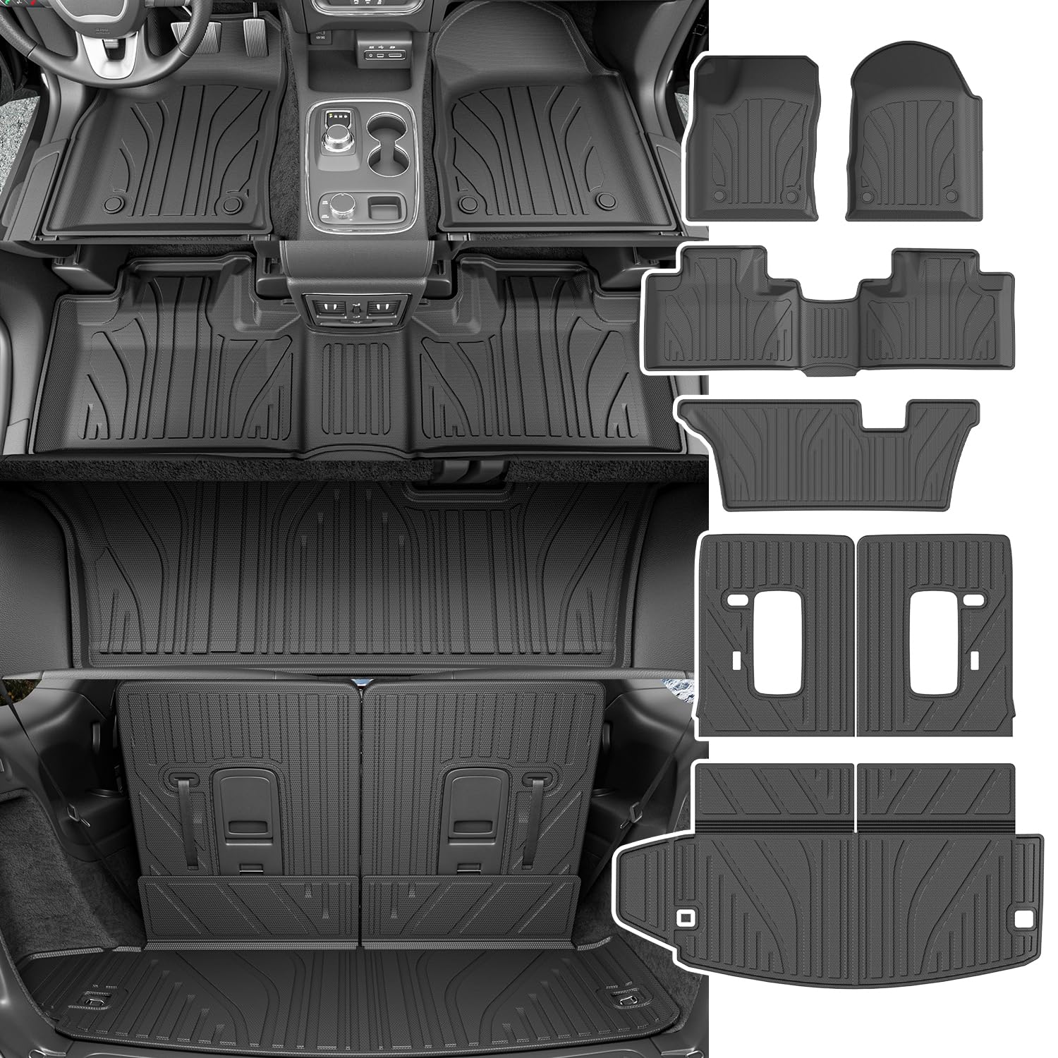 Tapete de Piso de 7 Asientos xipoqix Compatible con Dodge