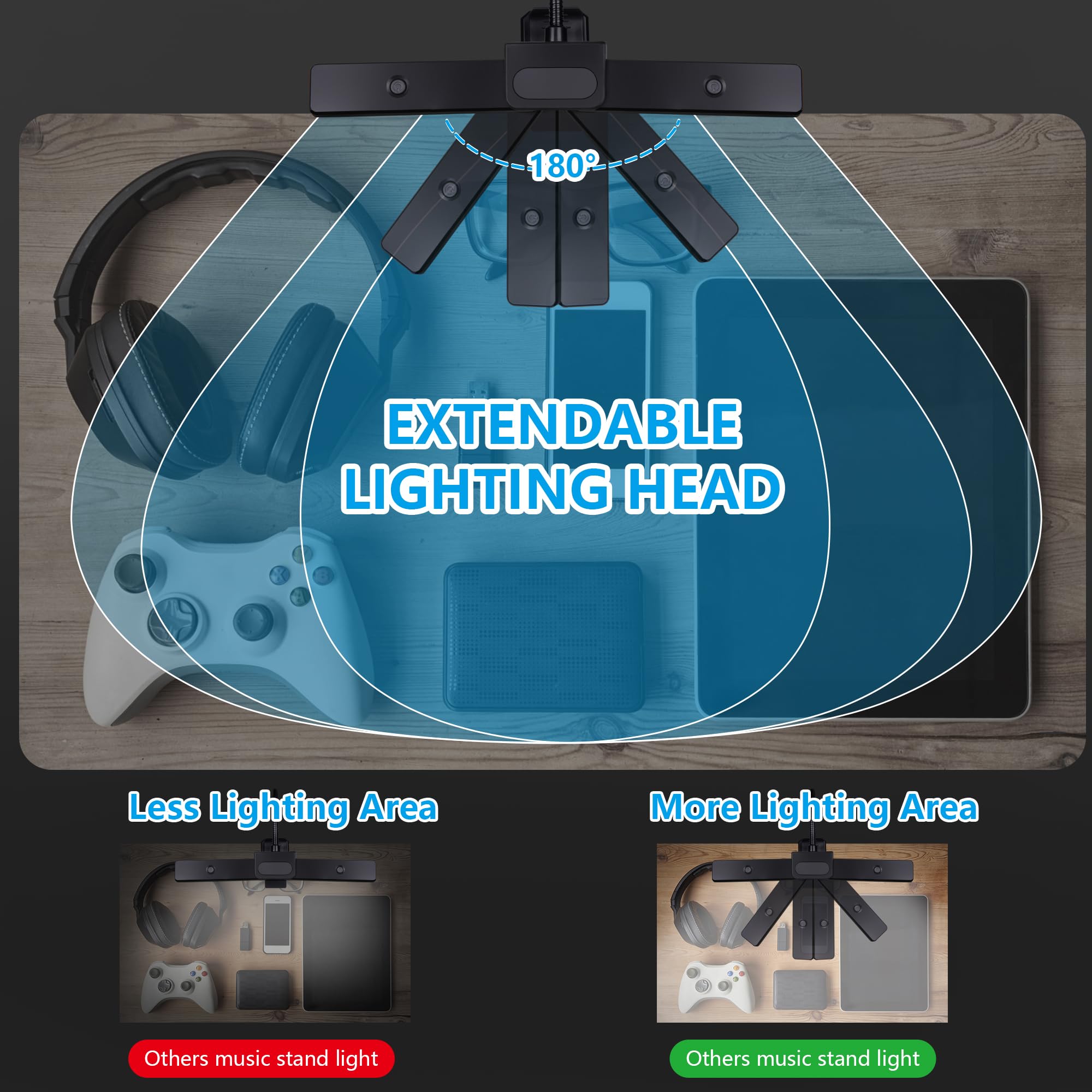 Luz de atril plegable Vshinic, luz portátil para piano con - Imagen 5
