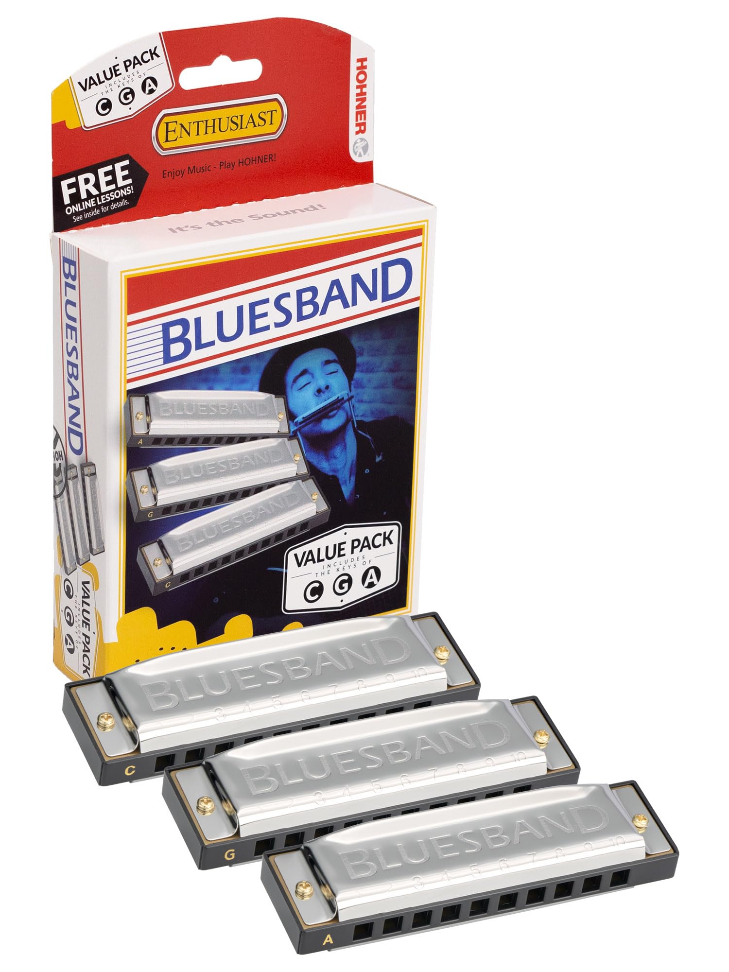 Kit de armónicas Hohner Blues Band - Teclas de G, C, A con - Imagen 6