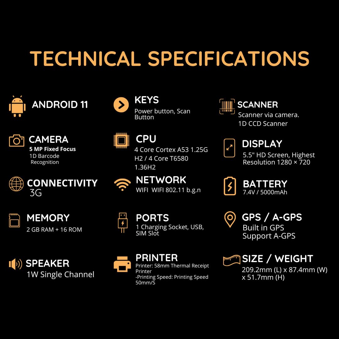 Impresora térmica de recibos POS PDA Q2i de 58 mm de alta - Imagen 3