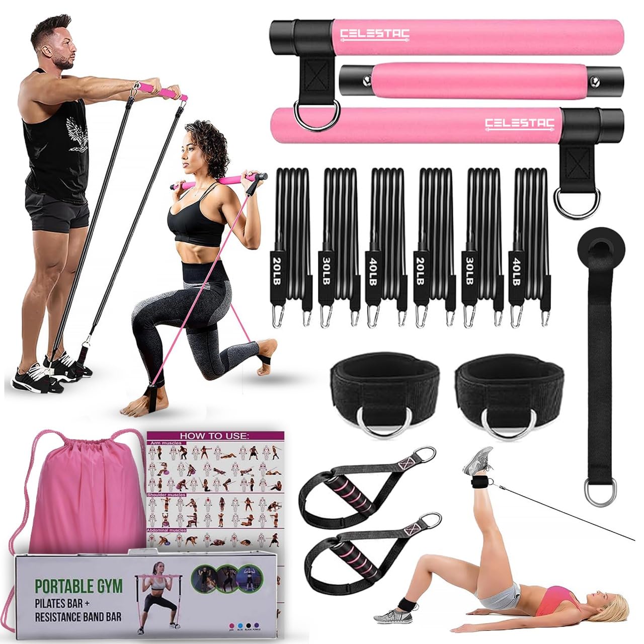 Kit de barra de Pilates CELESTAC | Equipo de -Negro