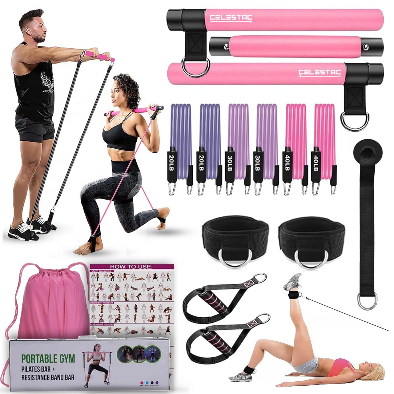 Kit de barra de Pilates CELESTAC | Equipo de ejercicio en