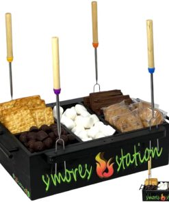 Estación de S'mores de Madera Caja de S'mores con 4 Palos