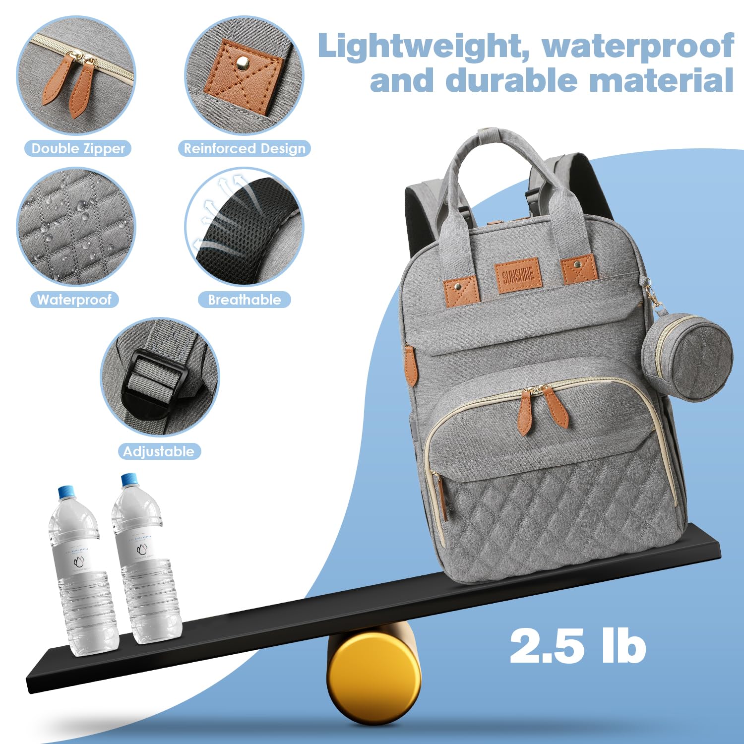 Mochila para Pañales JSTPRO, Bolsa de Pañales Grande con - Imagen 7