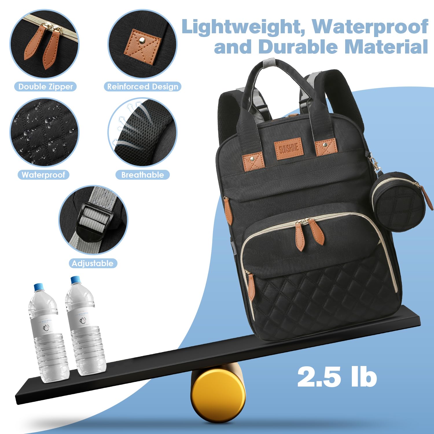 Mochila de pañales JSTPRO-Bolso de pañales con estación de - Imagen 7