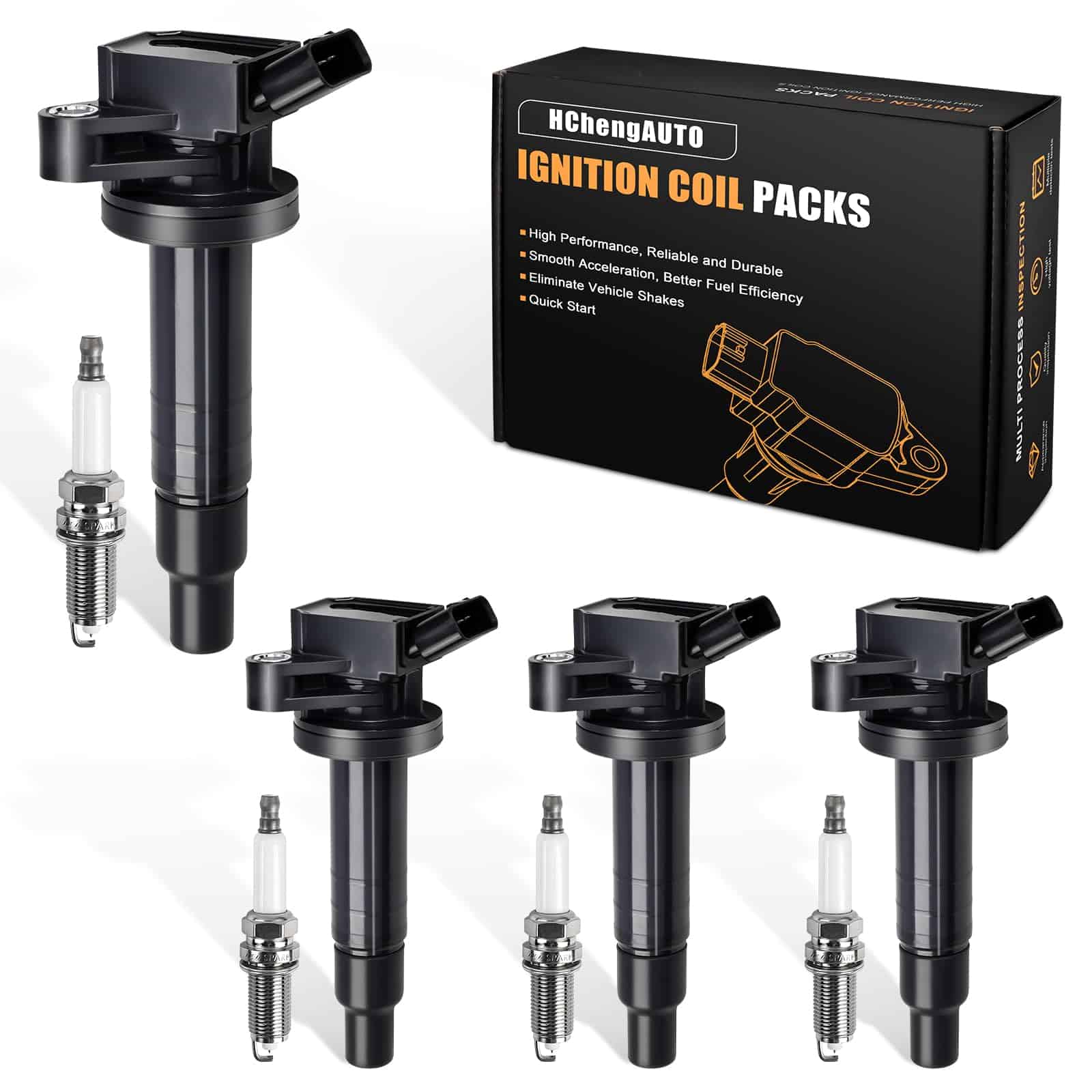 Paquete de 4 bobinas de encendido y bujías compatibles con