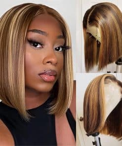 Peluca de cabello humano Xinran Highlight Bob Ombre Rubio
