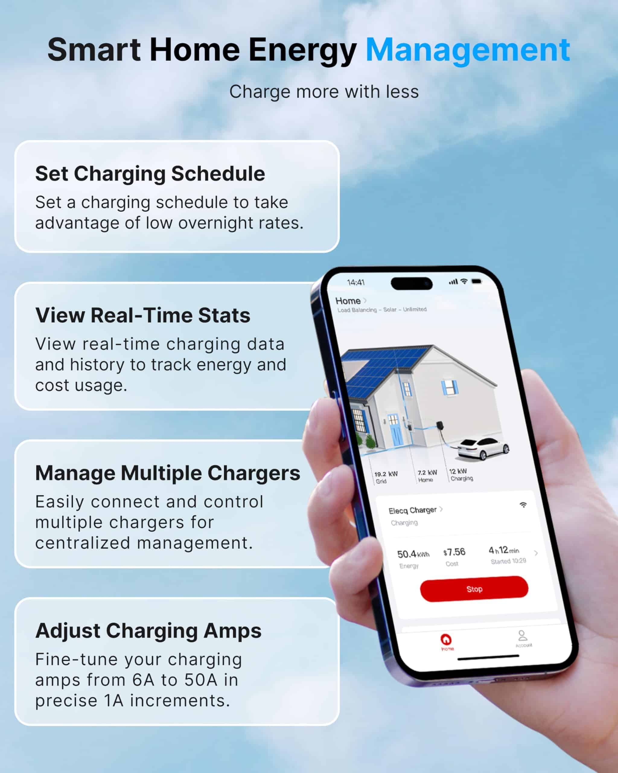 Cargador de Coche Eléctrico Elecq Level 2 50A, Cargador de - Imagen 3