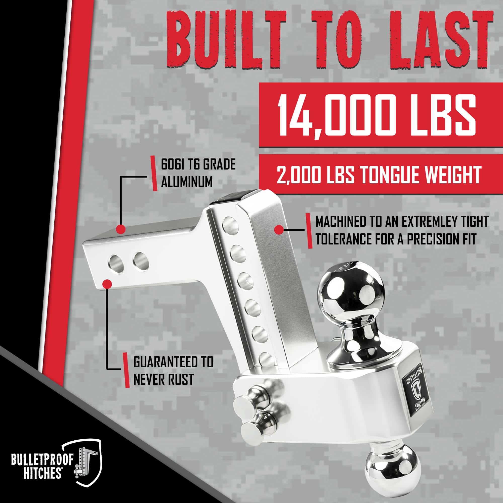 Enganche de Remolque de Aluminio de 2.0" de BulletProof - Imagen 6